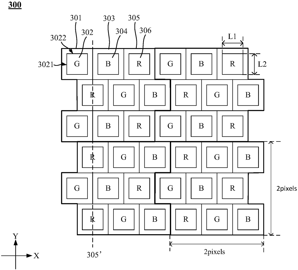 Pixel structure, OLED (Organic Light-Emitting Diode) display panel comprising pixel structure, and vapor deposition mask