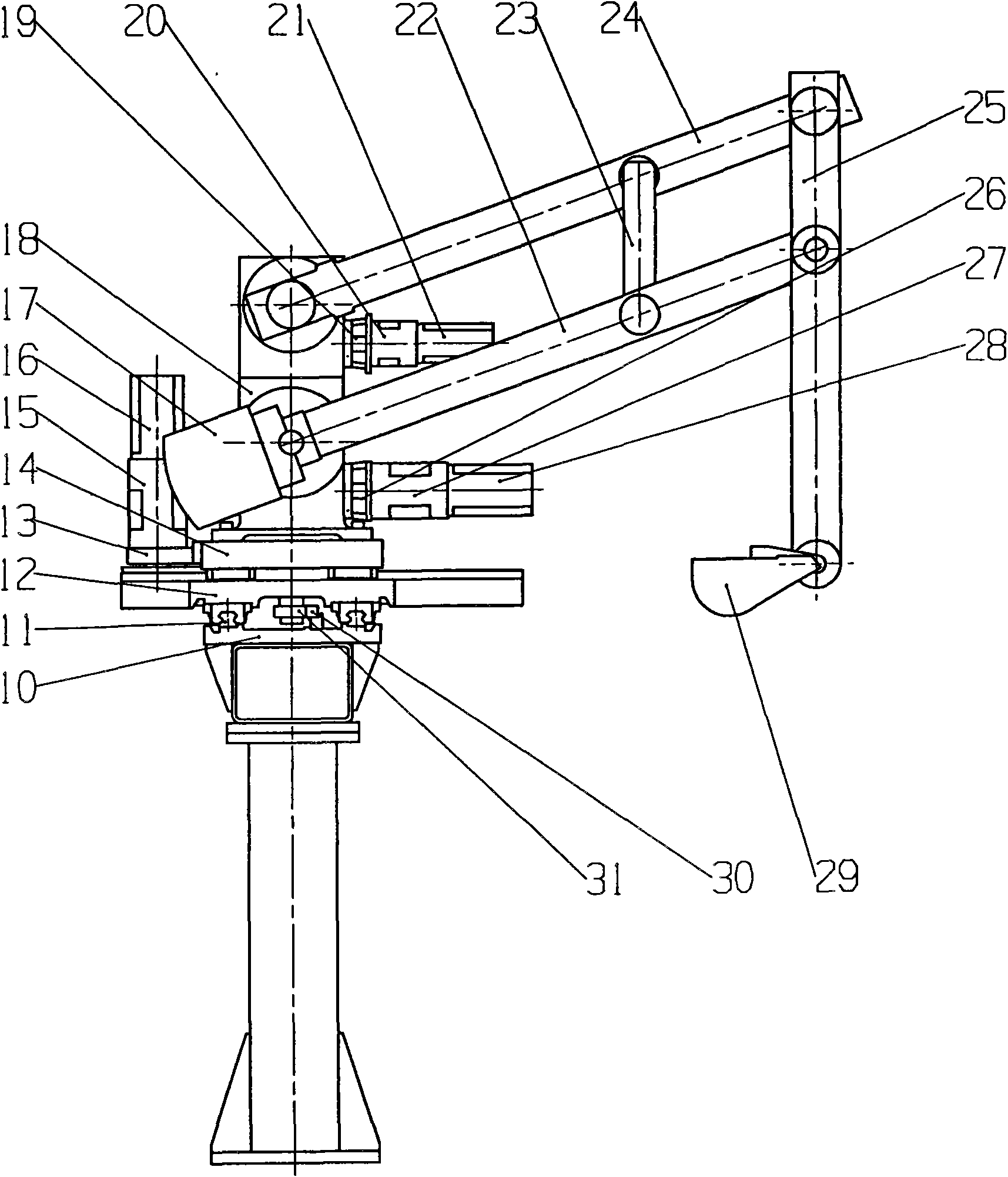 Robot for pouring aluminum piston