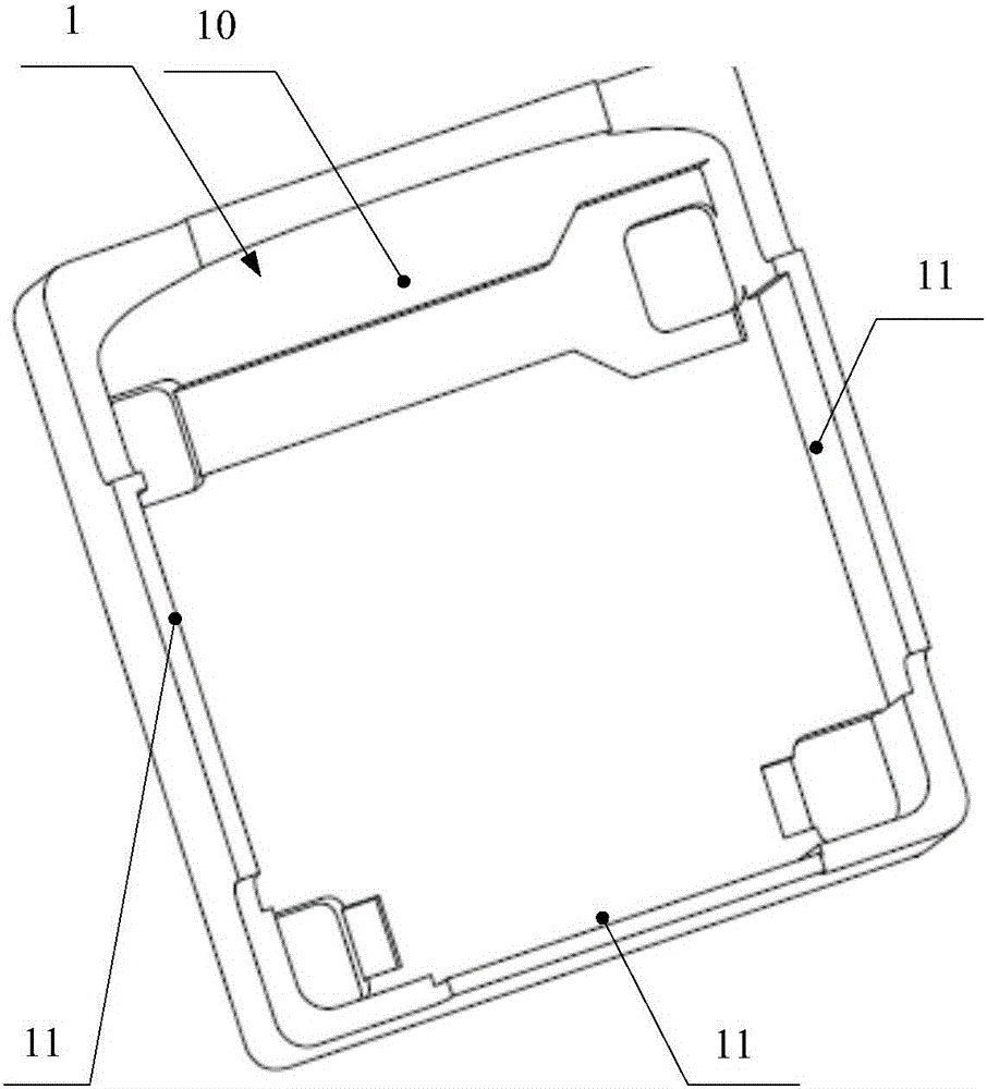 Bottom packaging assembly and packaging structure provided with same