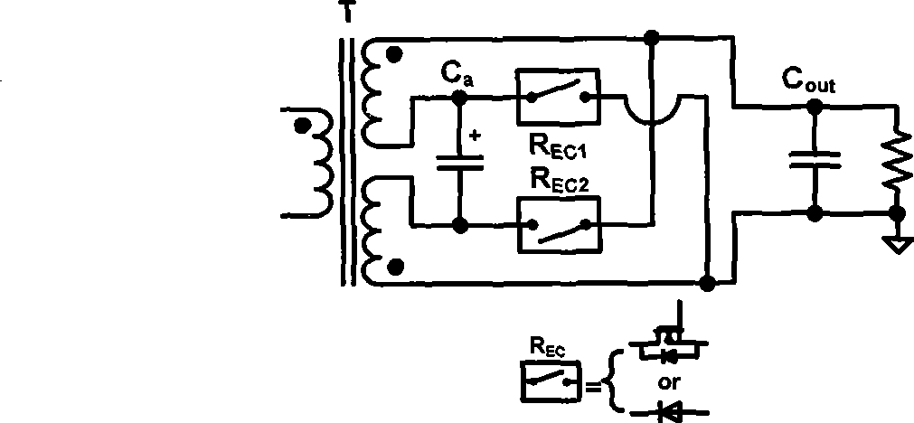 Symmetrical rectifying circuit having output current ripple cancellation function