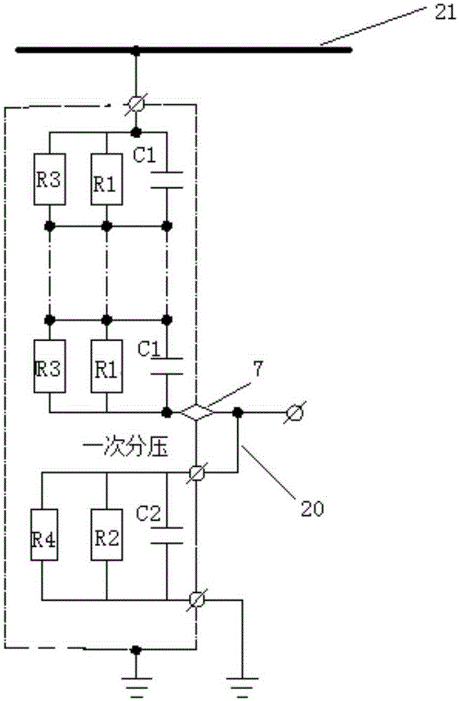 Direct current voltage divider and capacitance and dielectric loss detection method thereof