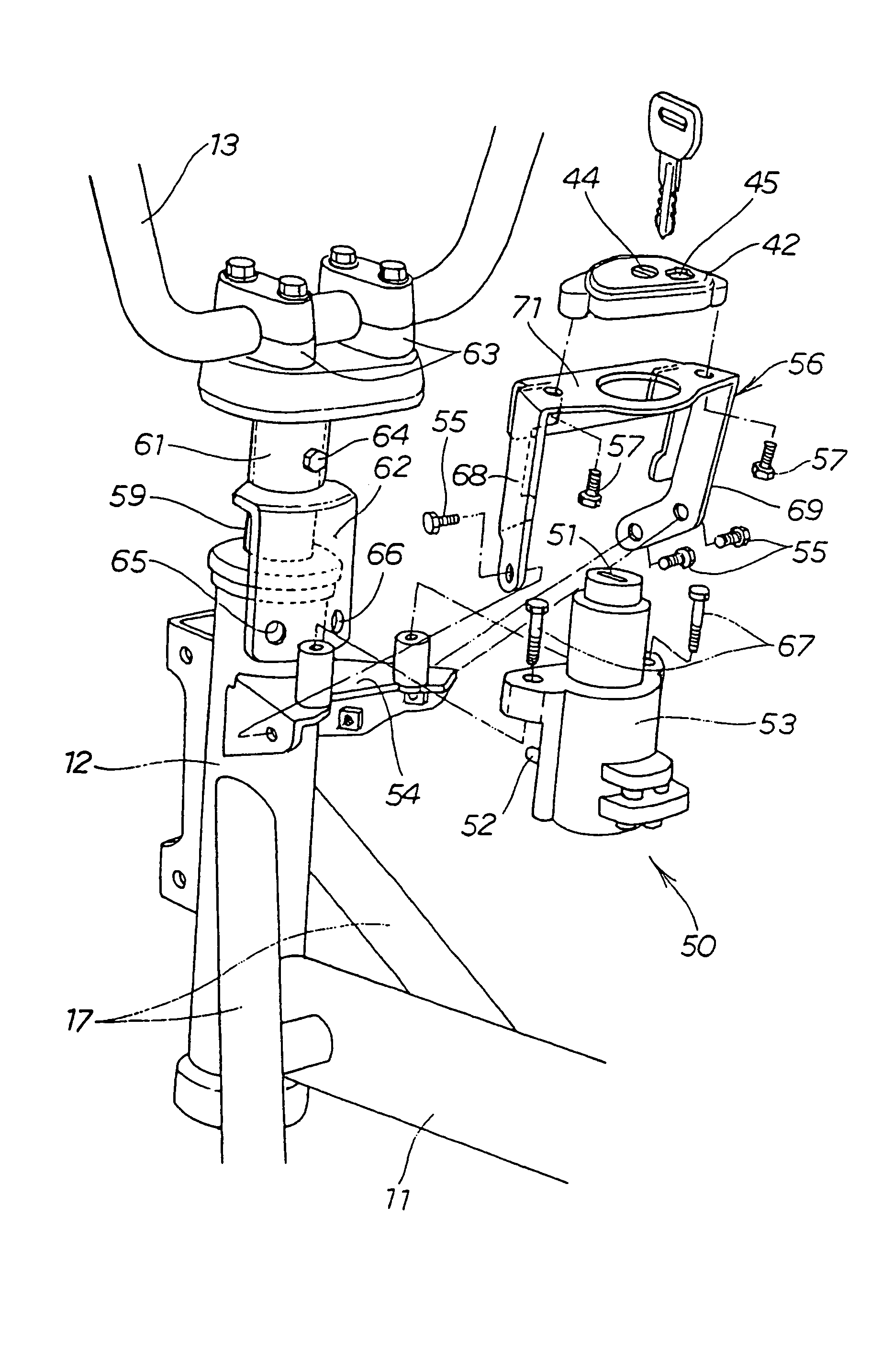 Vehicle provided with key cylinder device equipped with handle lock mechanism