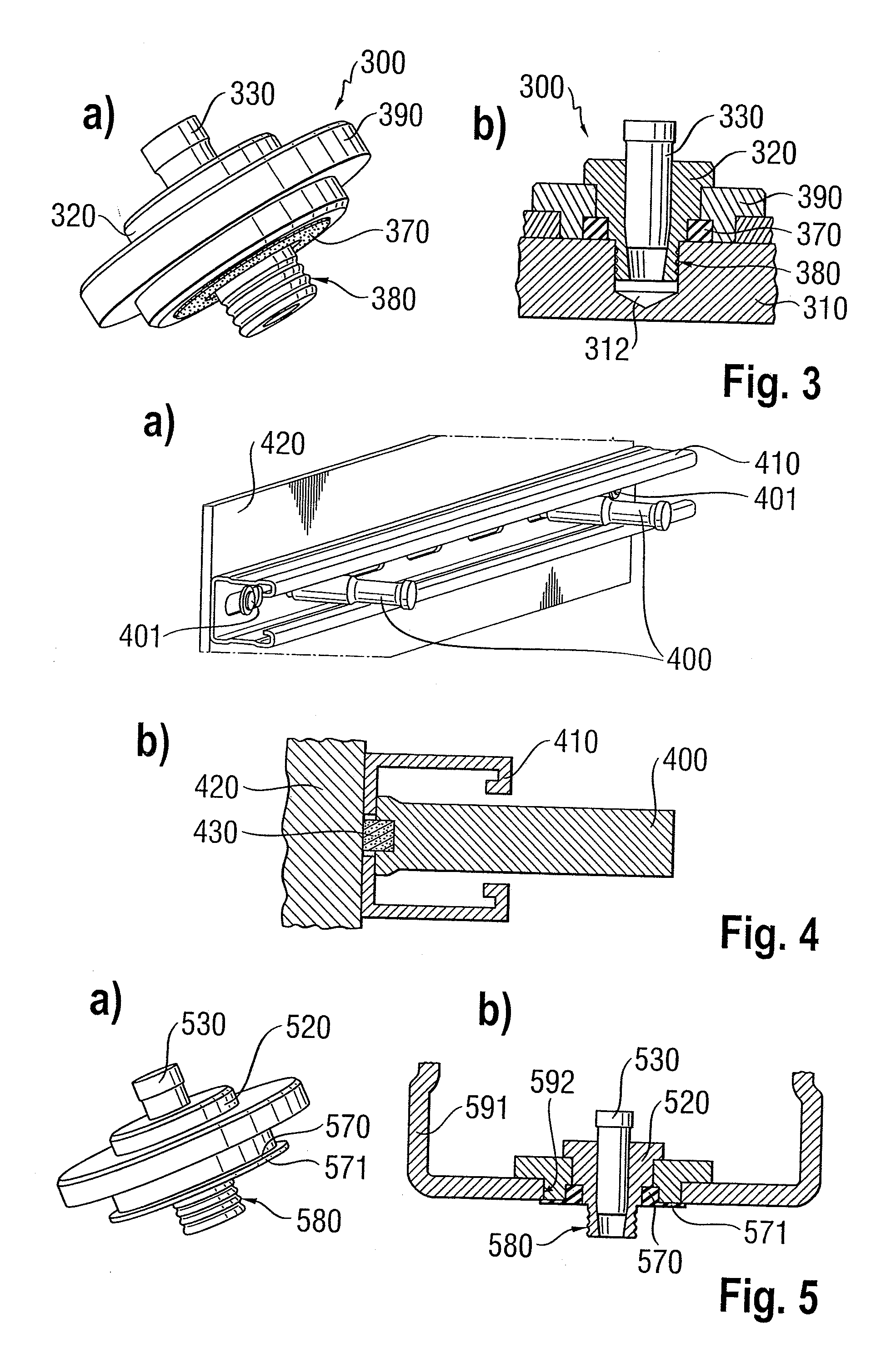 Fastening device and method, as well as device for generating percussions