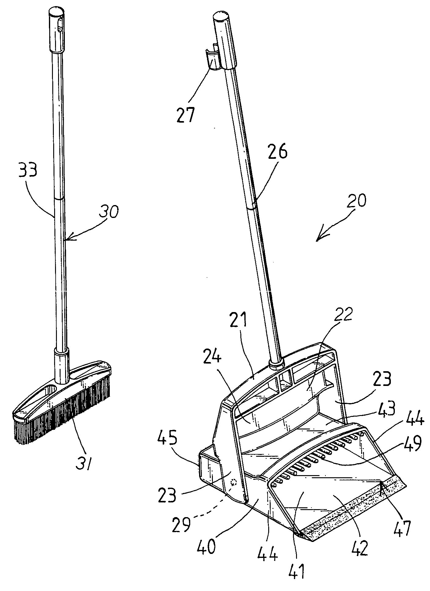 Dustpan having device for removing dust
