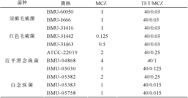 Medicinal composition for treating mycotic infection at superficial part and application thereof