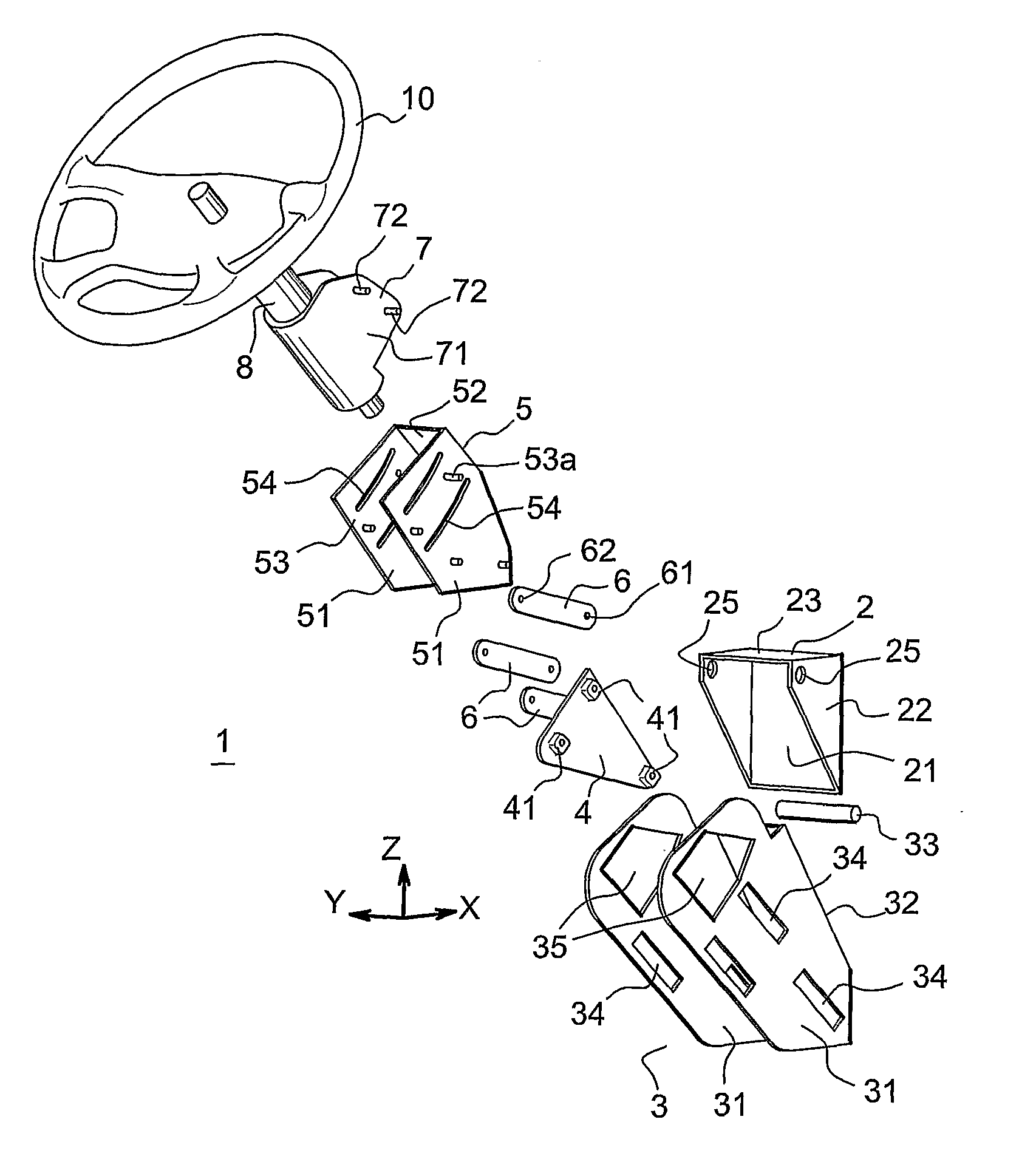 Device for adjusting the position of a steering column