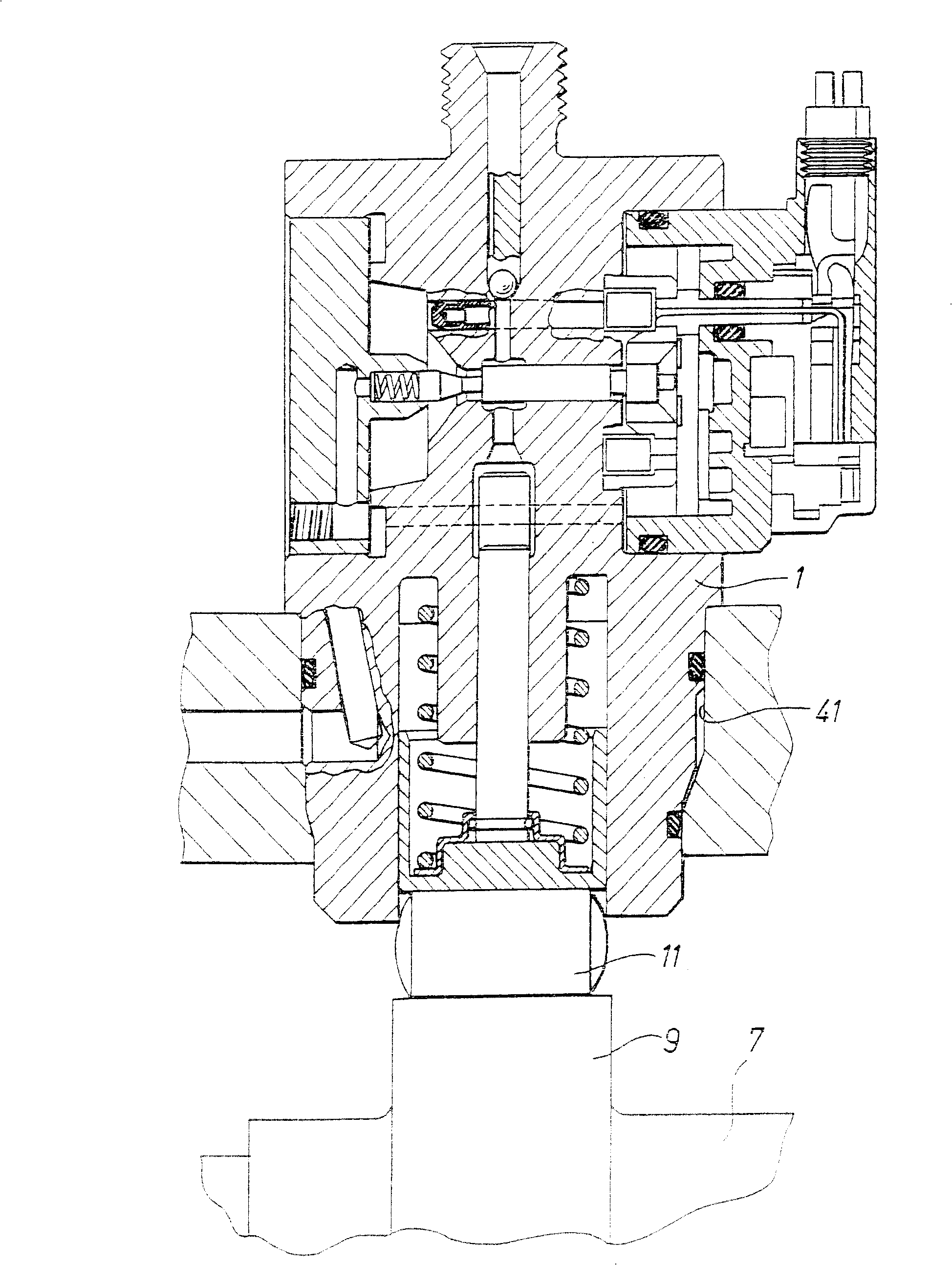 Single-plunger injection pump for pressure accumulating tube-fuel injection system