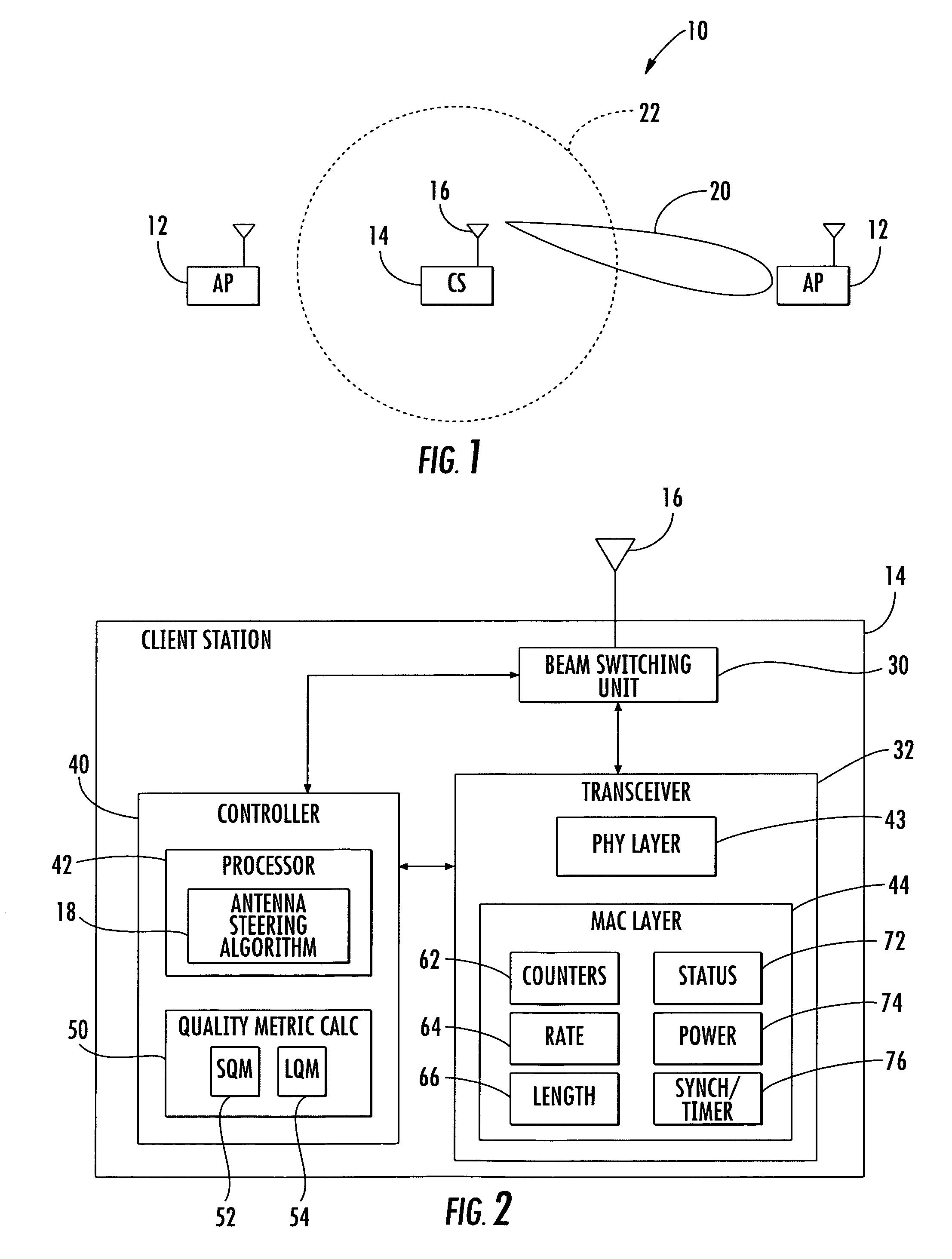 Method for steering a smart antenna for a WLAN using a periodic re-scan