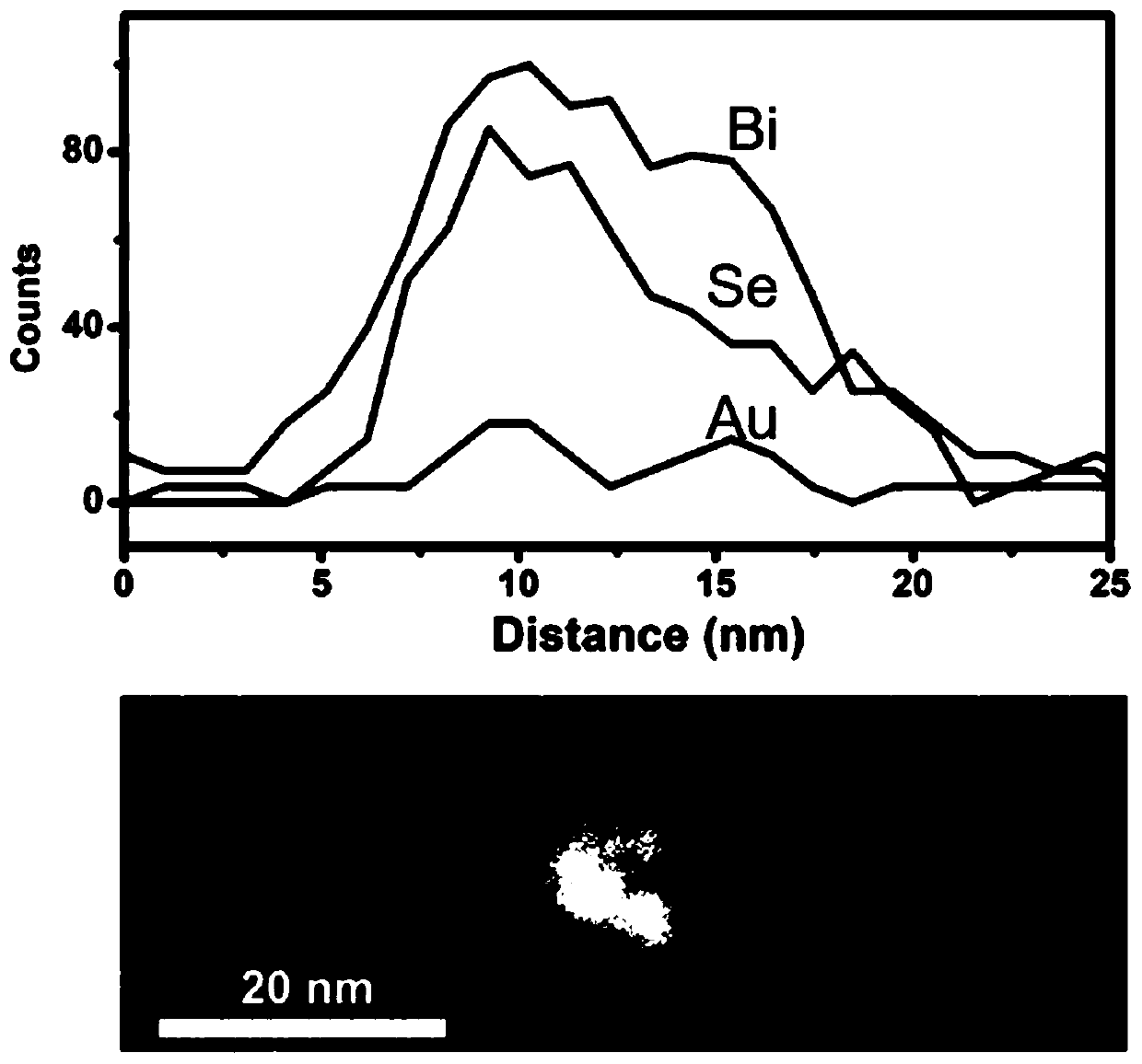 Lactoferritin-modified gold-bismuth selenide quantum dot material as well as preparation method and application thereof