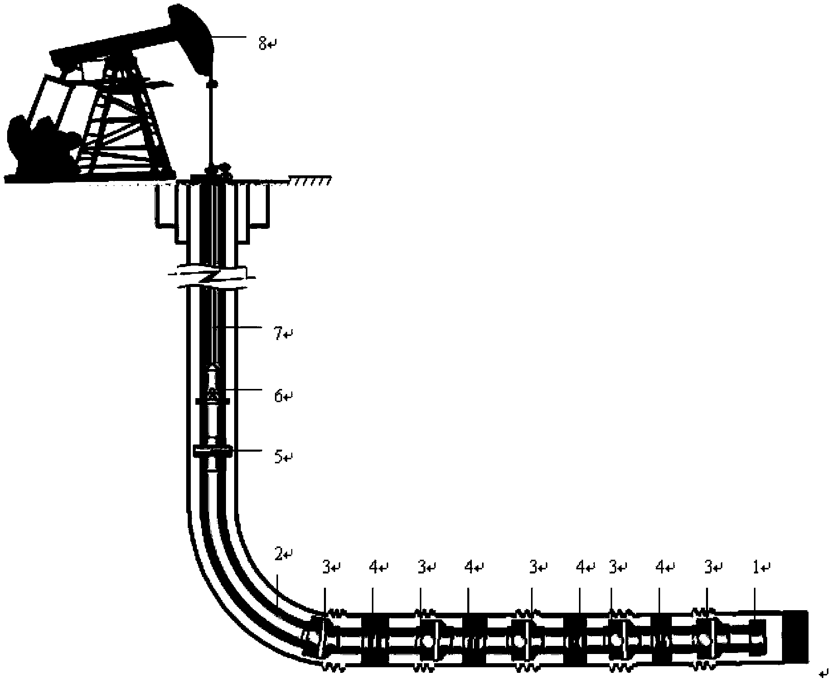 Water exploration string capable of monitoring horizontal-section production flow and water content in horizontal and vertical well sections and operation method of water