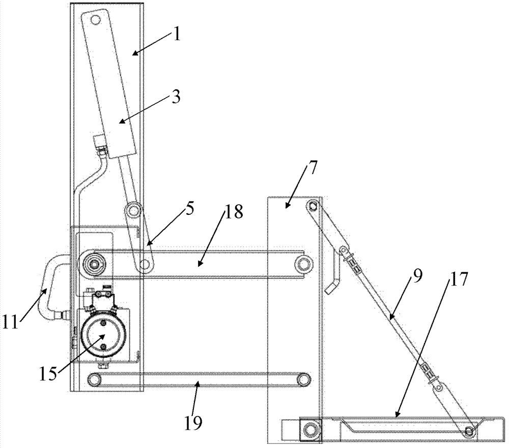 Hydraulic lifting tail-board mechanism