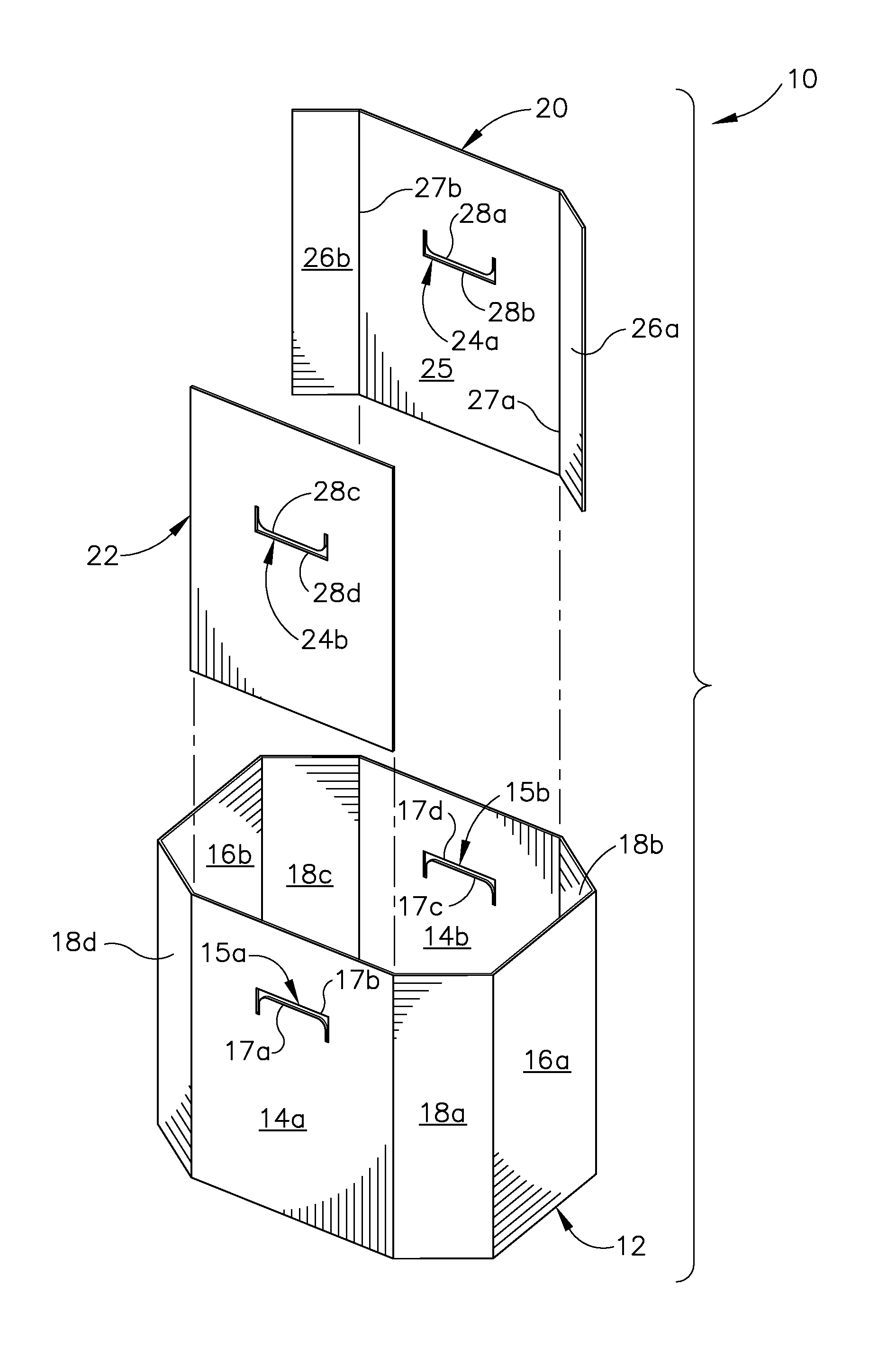 Self-Locking Support Panel For Corrugated Container