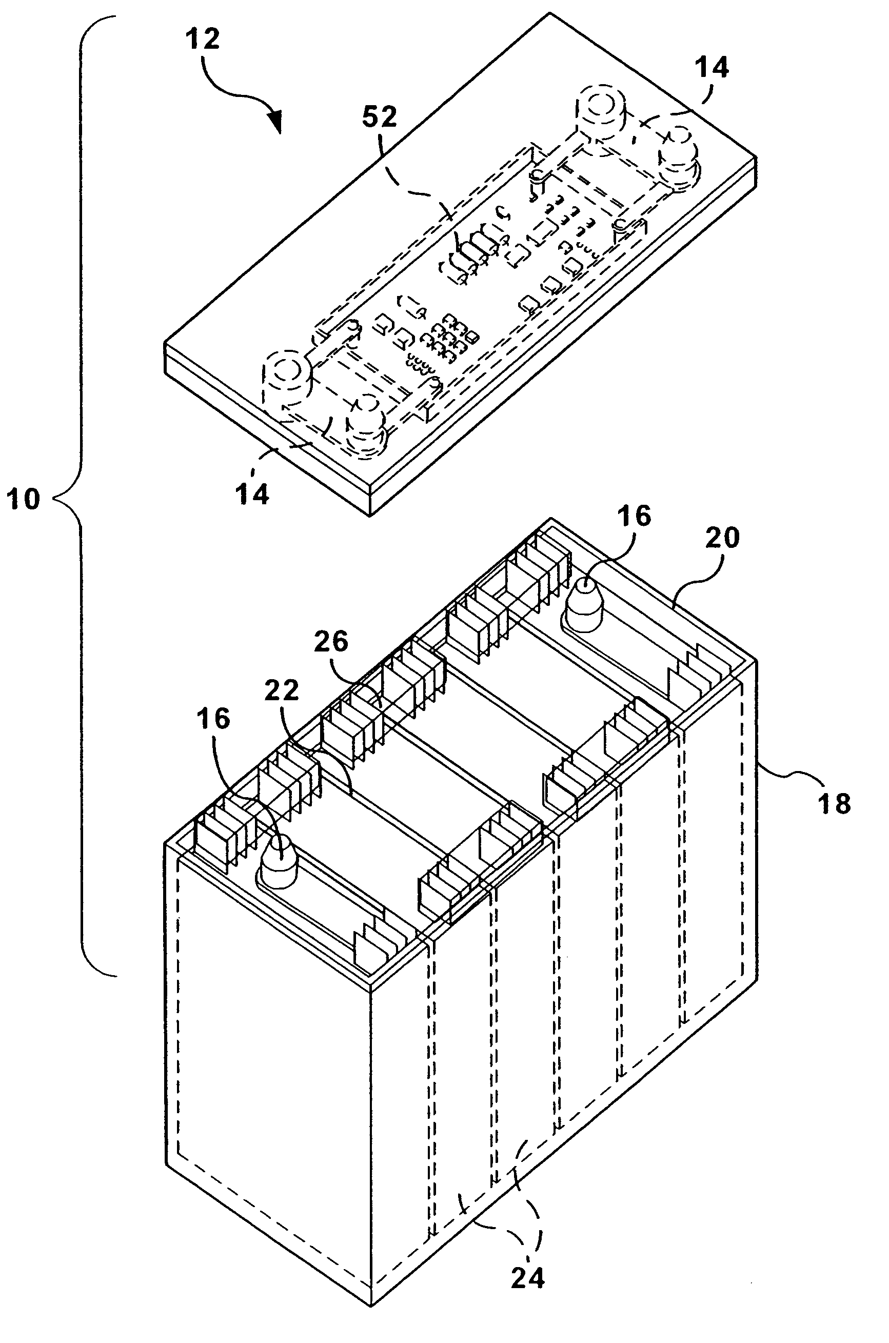 Battery cover assembly having integrated battery condition monitoring