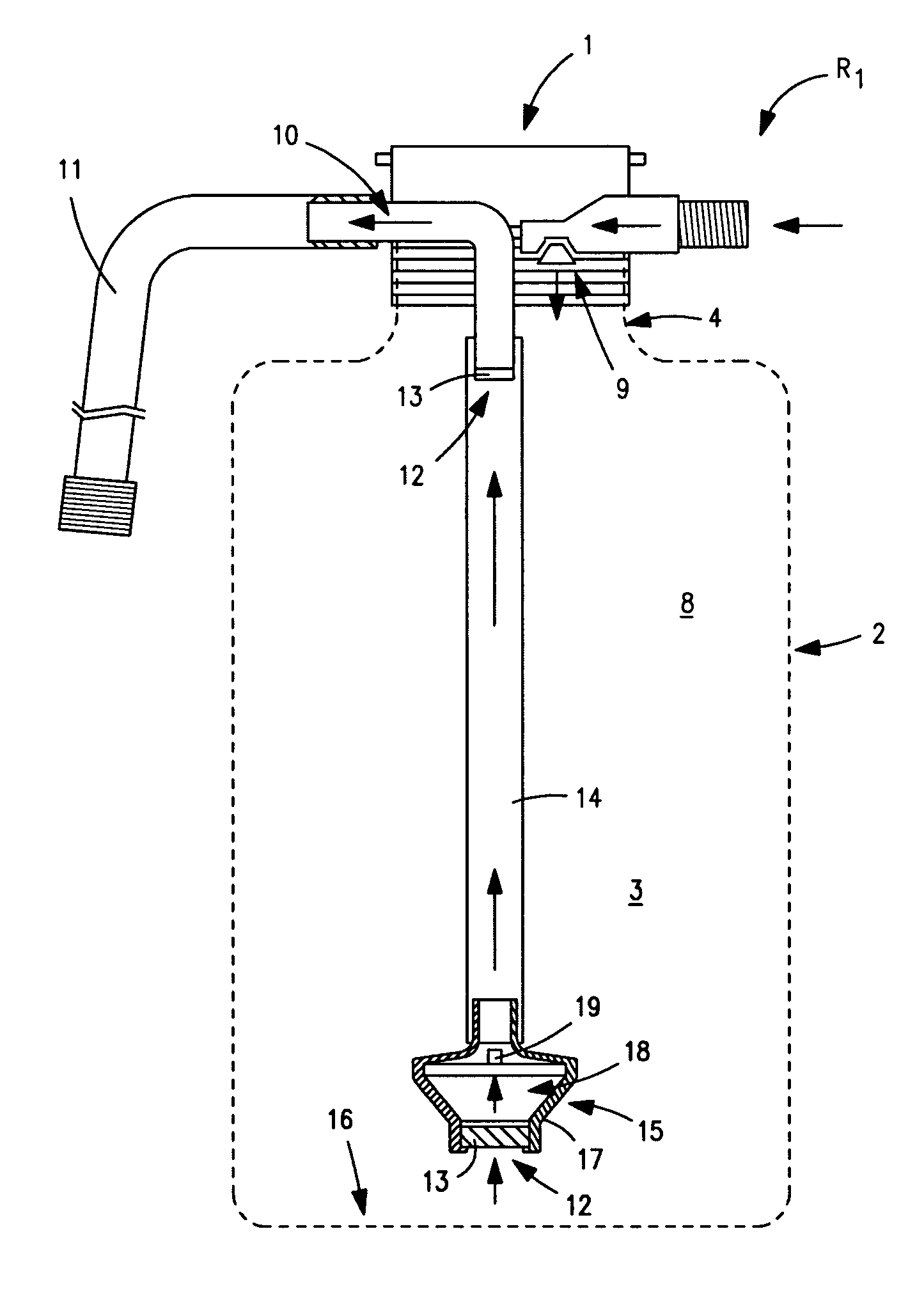 Device for discharging tire sealant from a container