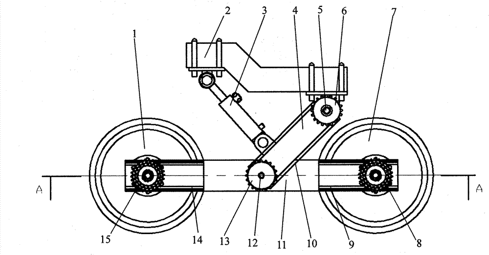 Double-wheel single-hinging profiling ground wheel assembly
