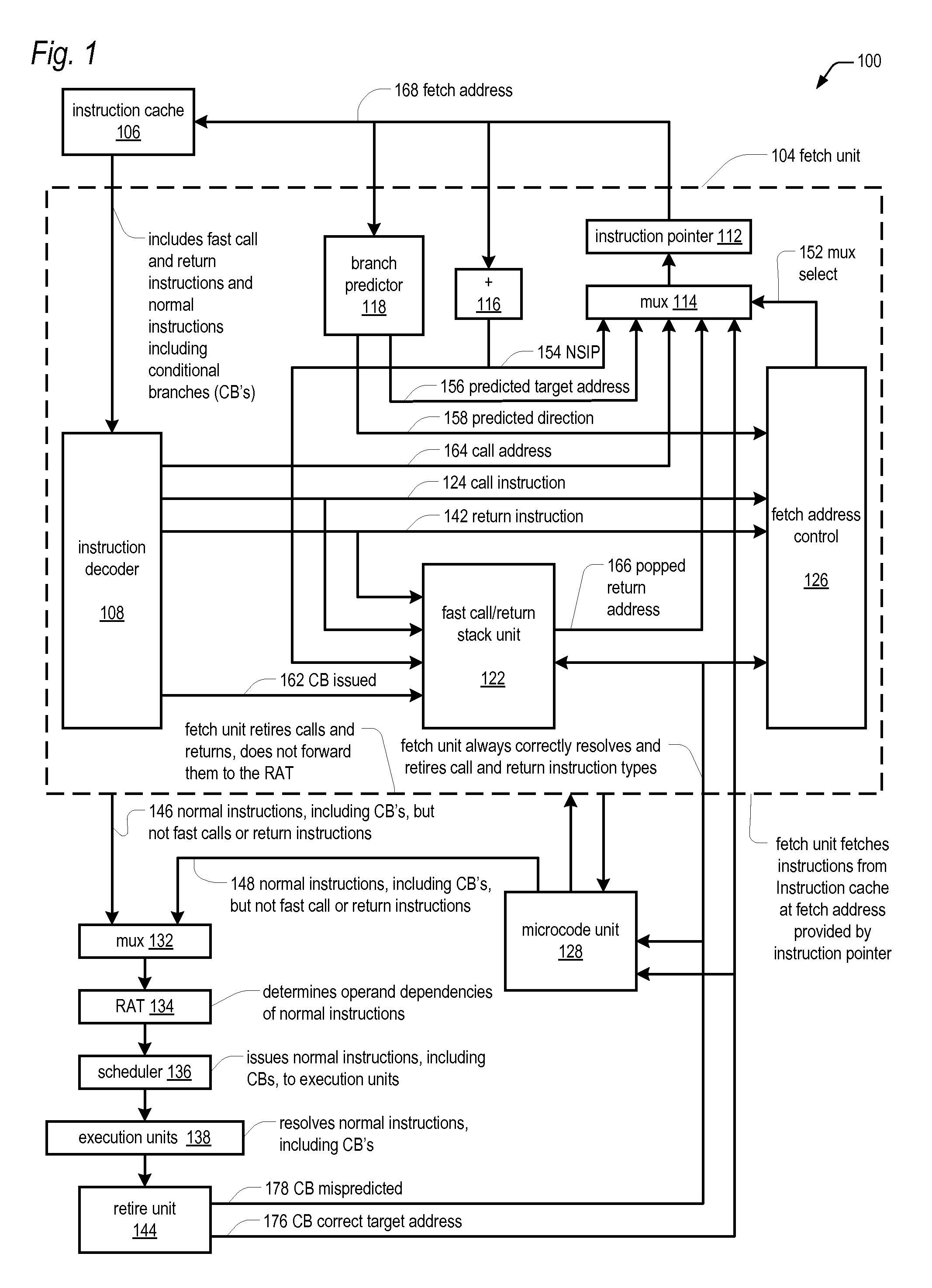 Microprocessor with fast execution of call and return instructions