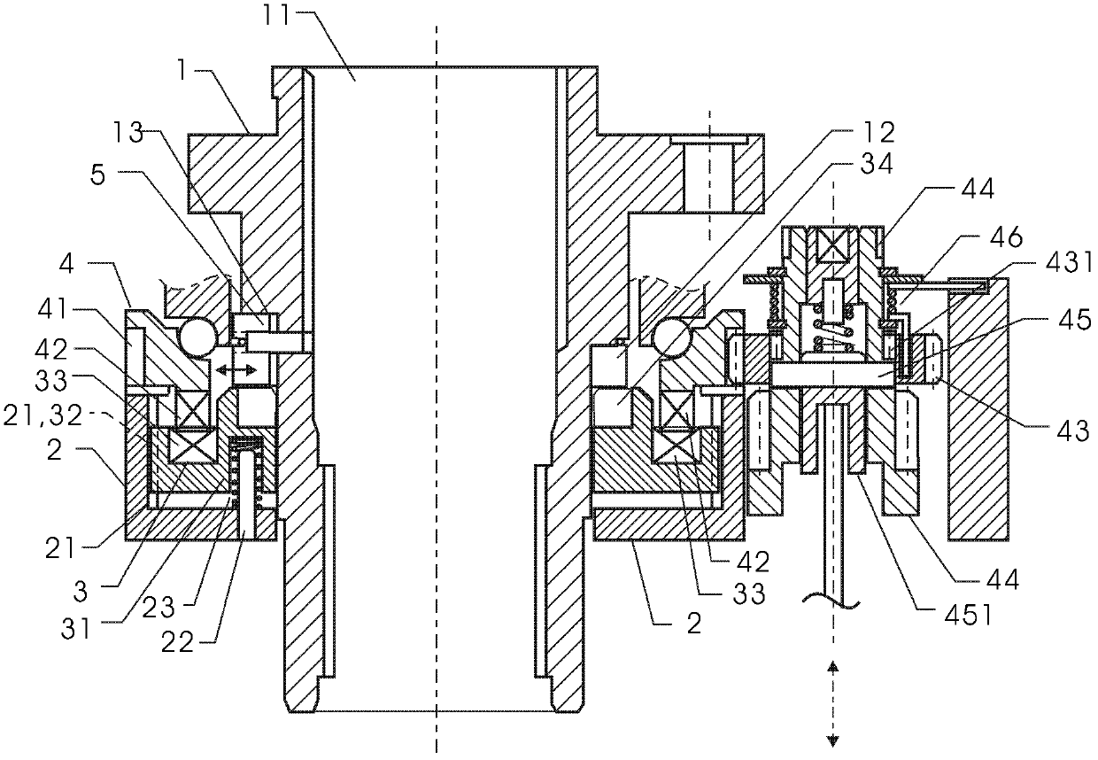 Power-off automatic locking and abnormal-power-off lock preventing device for electric rotating mechanism