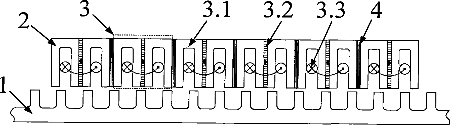 Modularization error-tolerance type permanent magnet switch magnetic linkage straight line motor