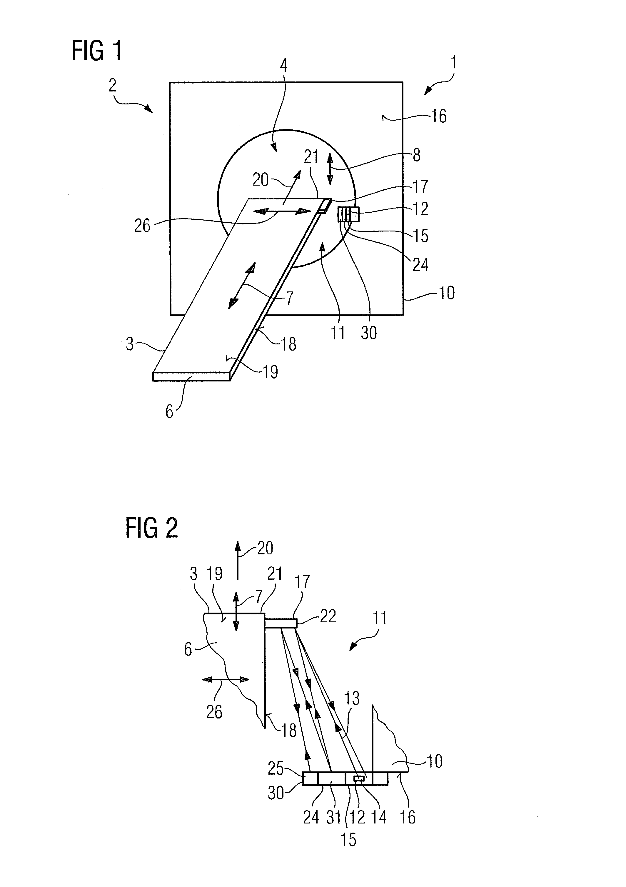 Medical imaging facility and a measurement method for detecting a position of a transport device of the medical imaging facility