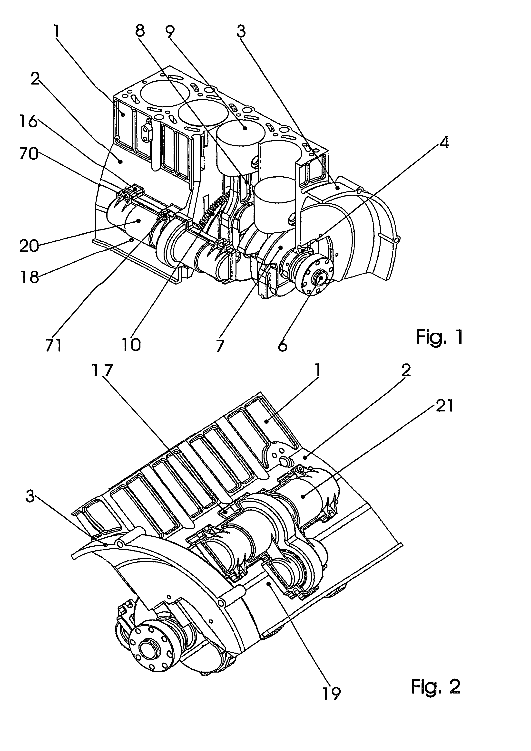 Piston engine with integrated balance shafts
