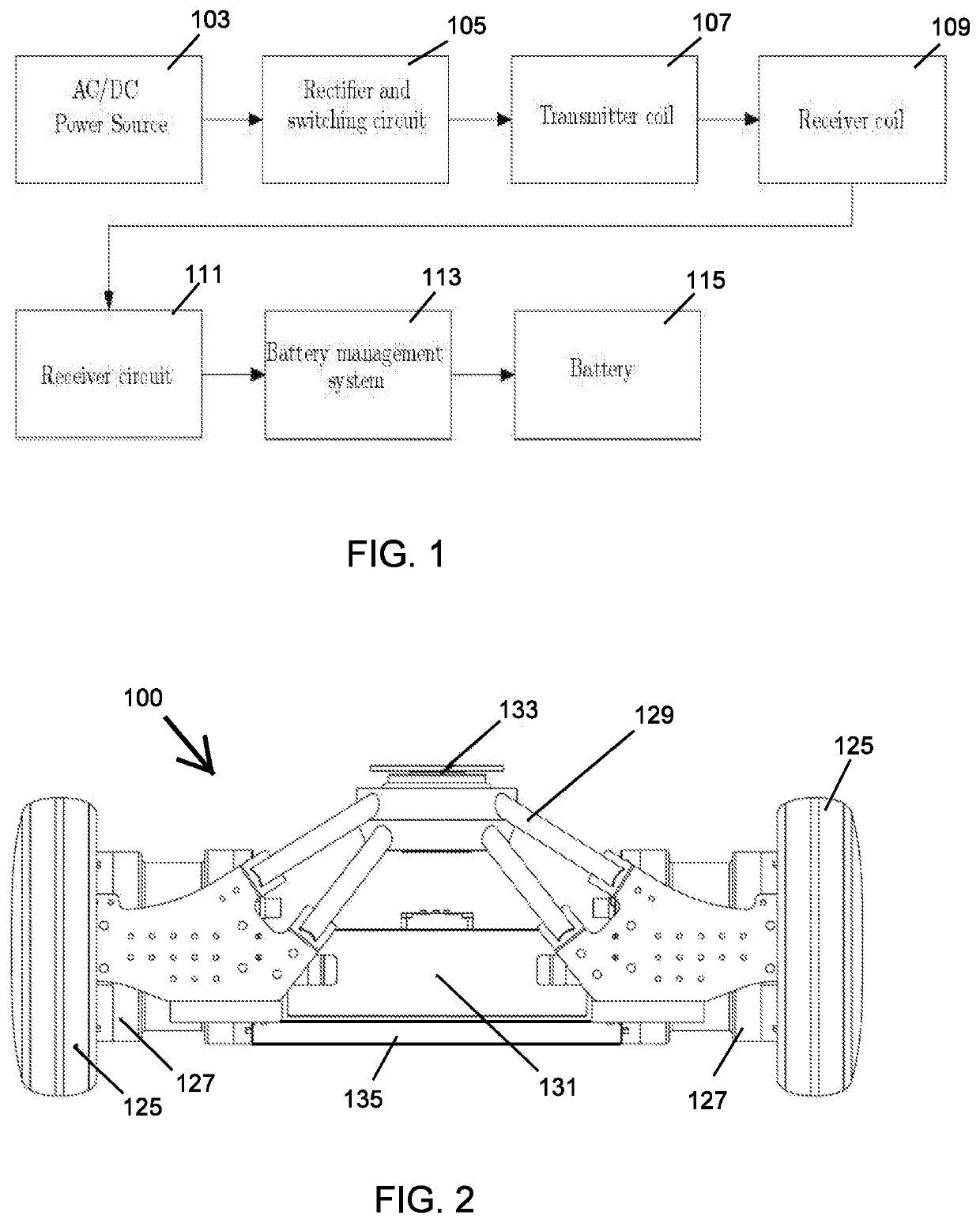 Wireless battery charging system for automatic guided vehicles