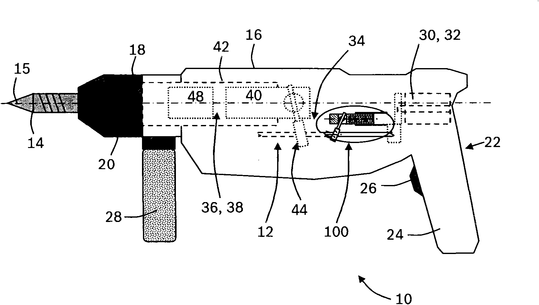 Vibration reduction and/or compensation device, particularly for handheld machine tool and application in handheld machine tool
