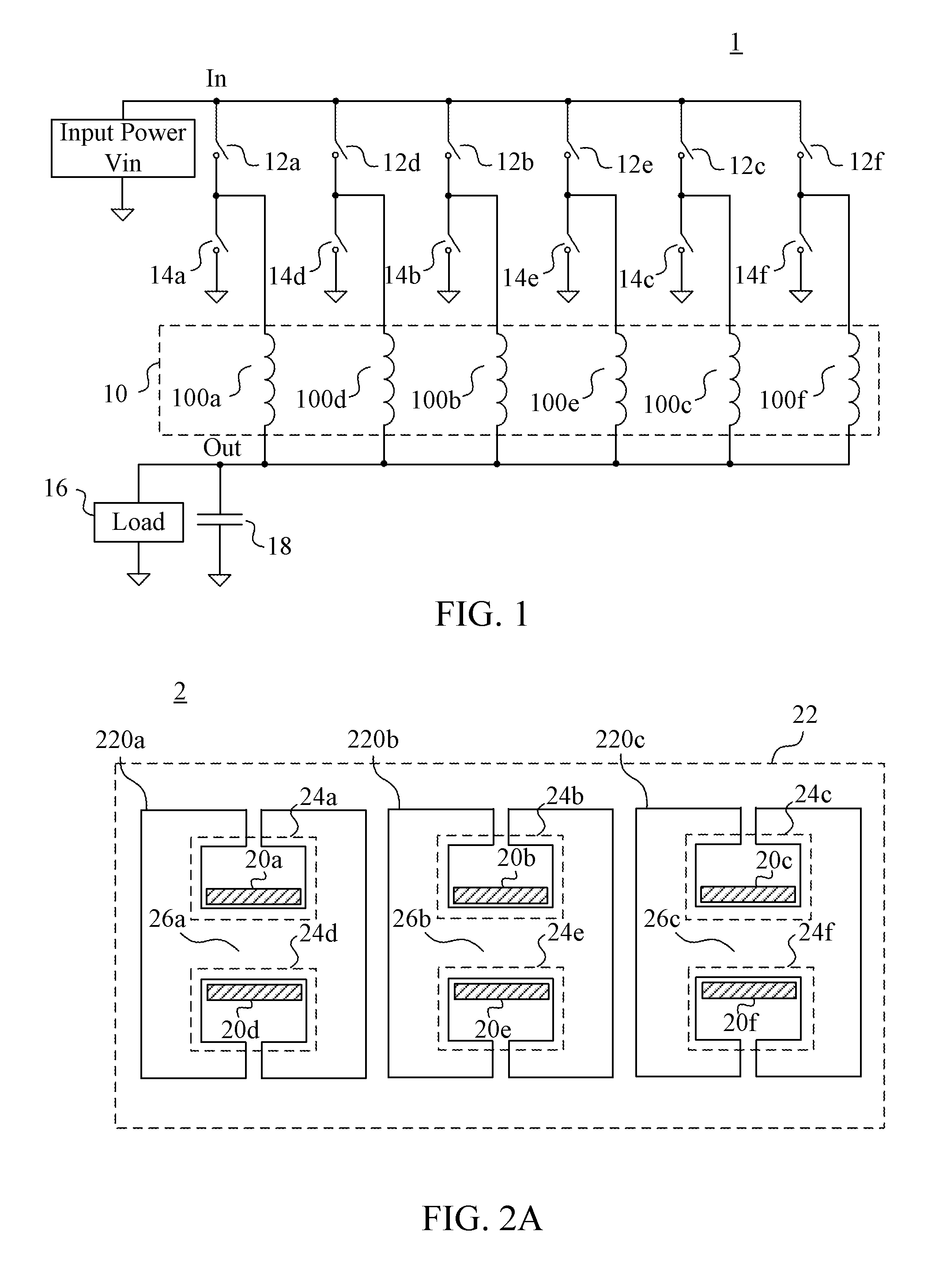 Power converter and device integrating inductors in parallel of the same