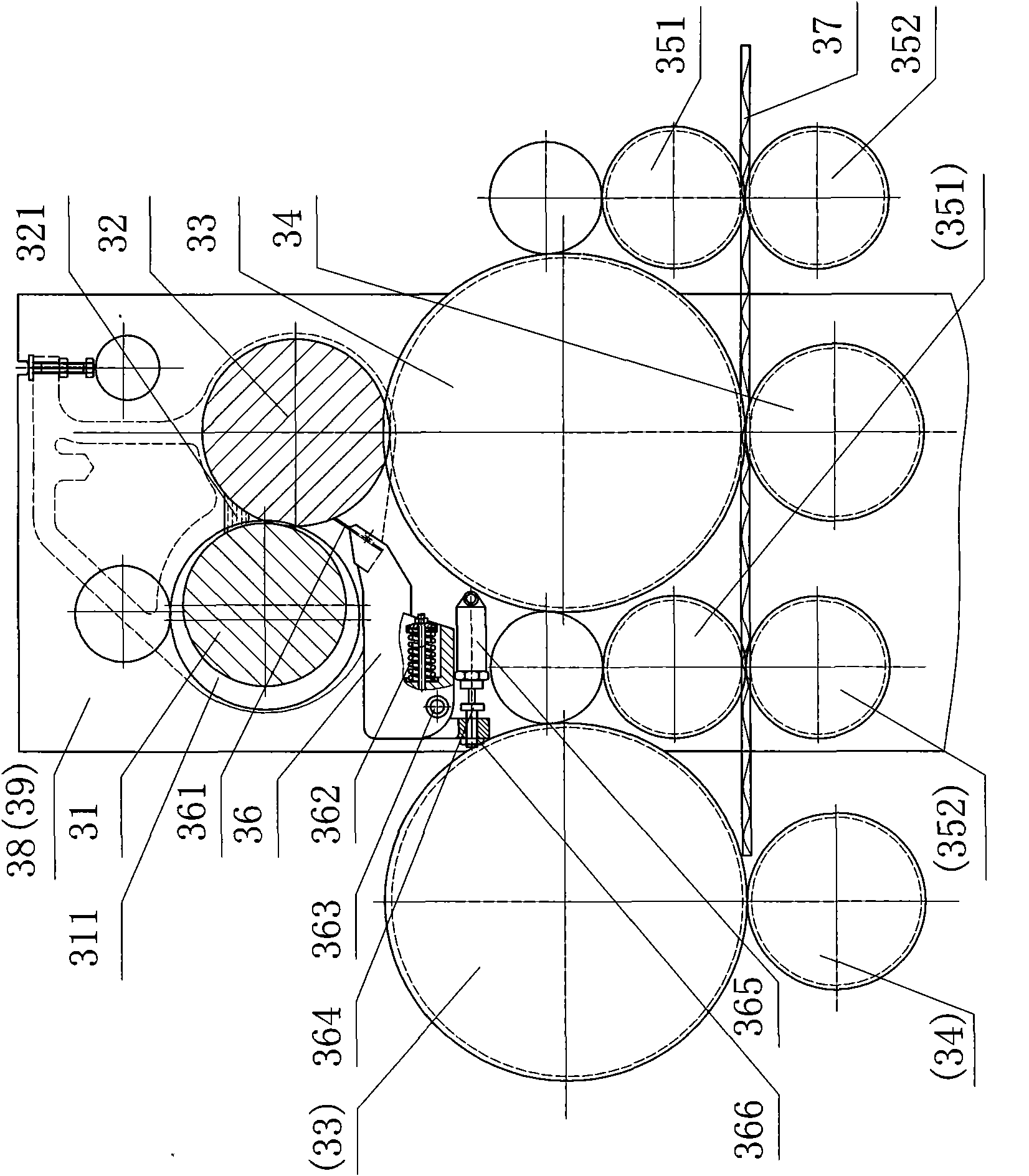 Print fluting machine with double-mode ink uniformizing device at printing part