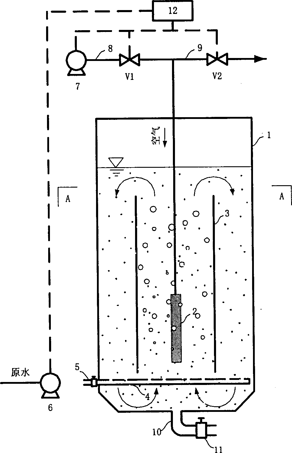 Process and apparatus for wastewater by batched membrane-bioreactor
