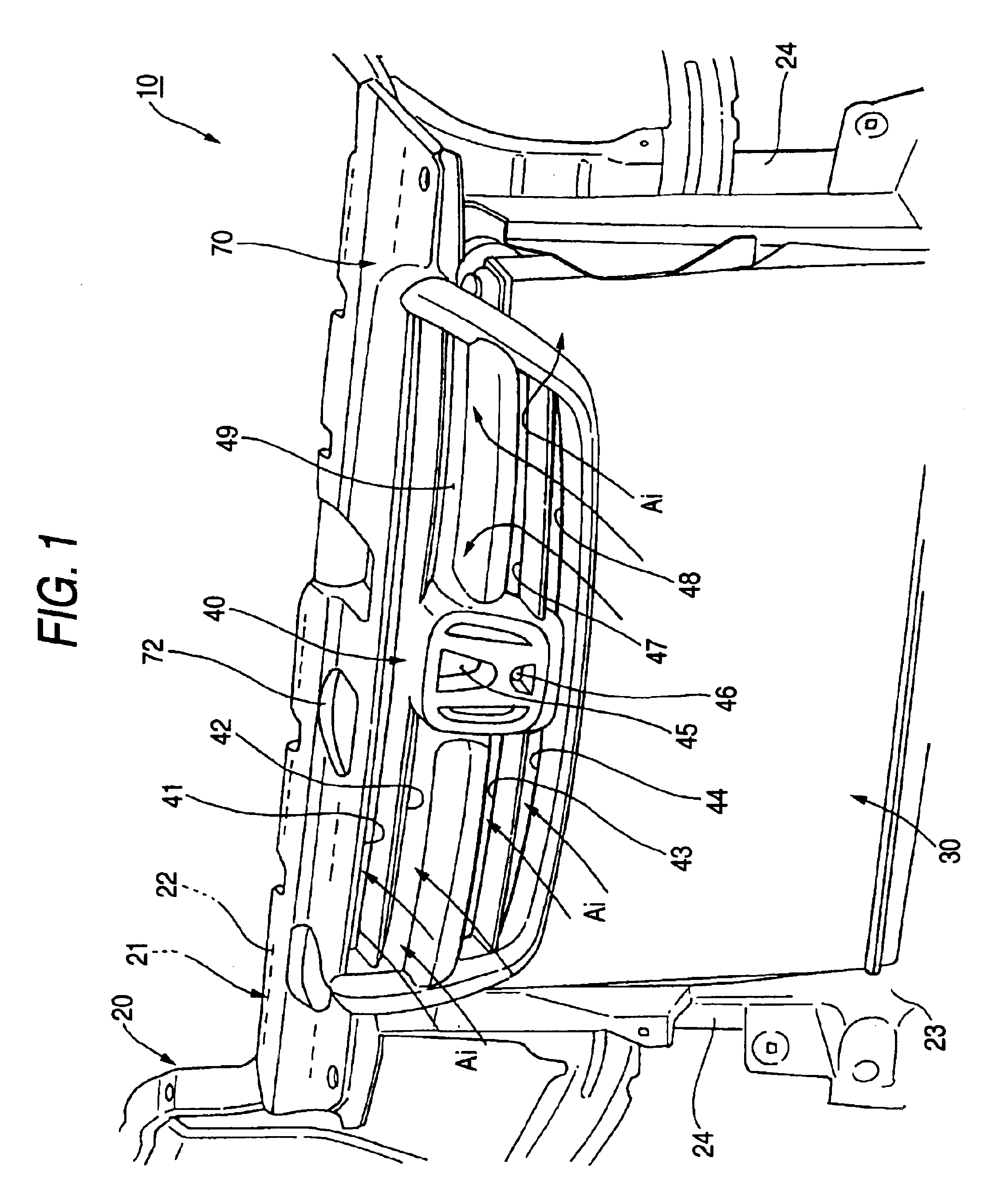 Air-intake structure around front grille for vehicle