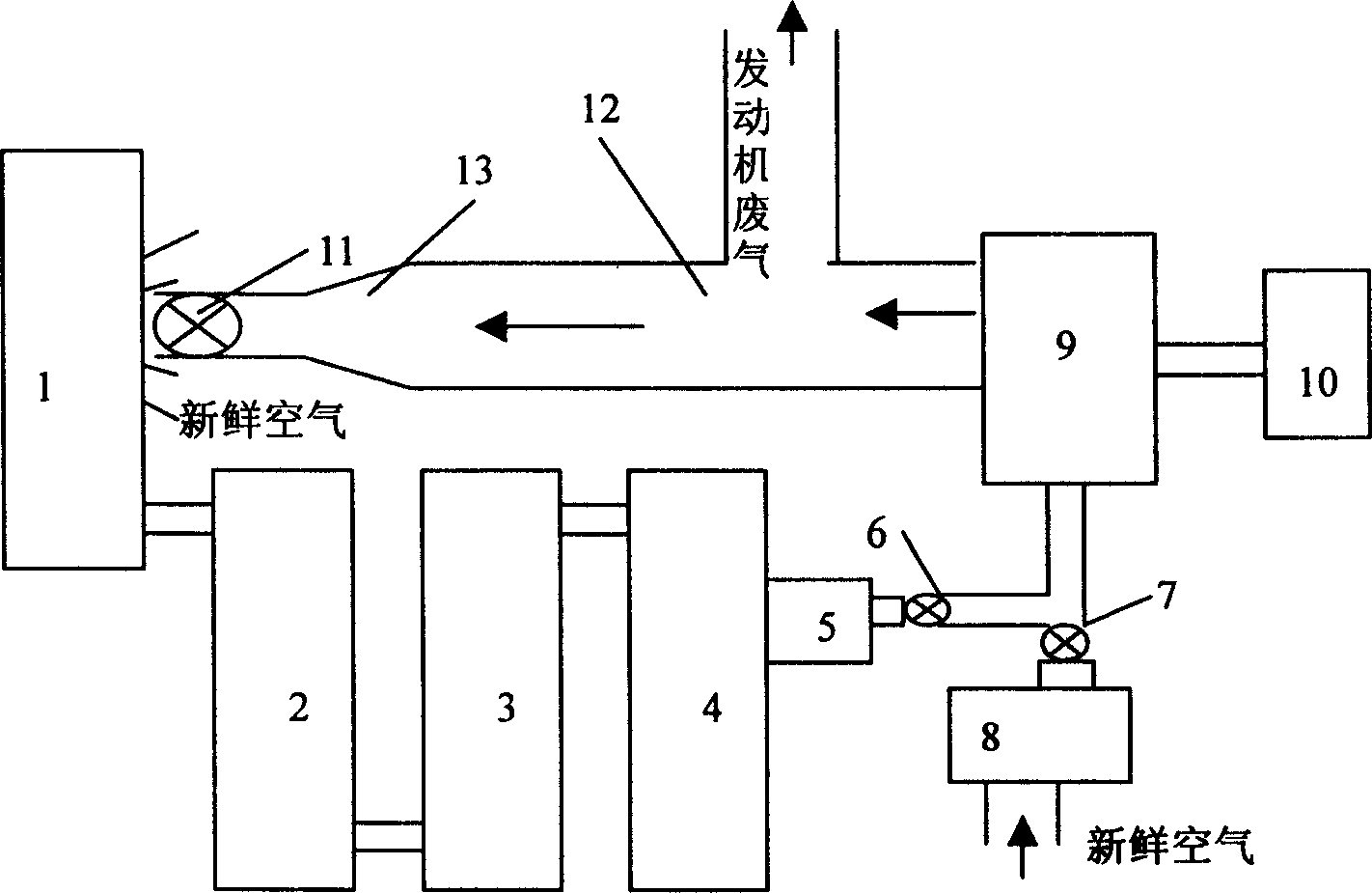 Gasifying device for recycling biomass for engine exhaust