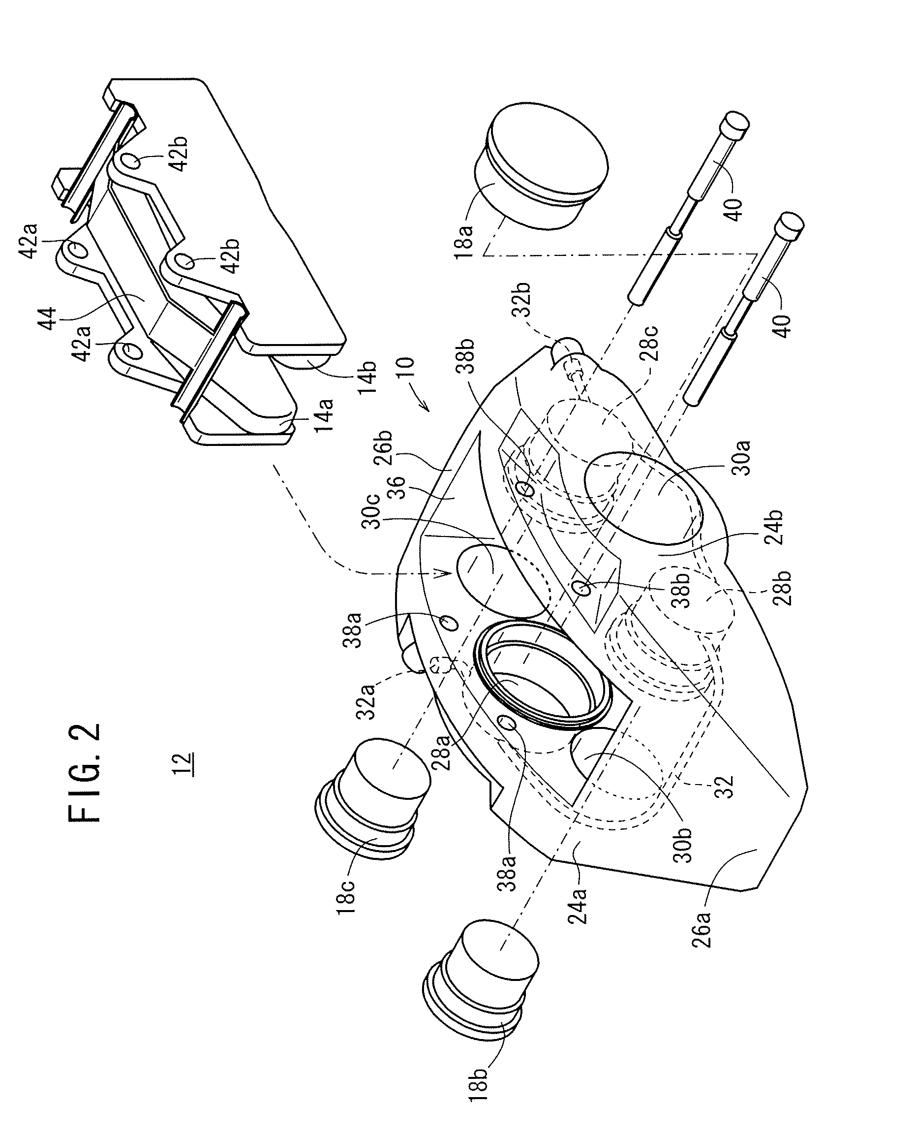 Opposed-piston caliper body