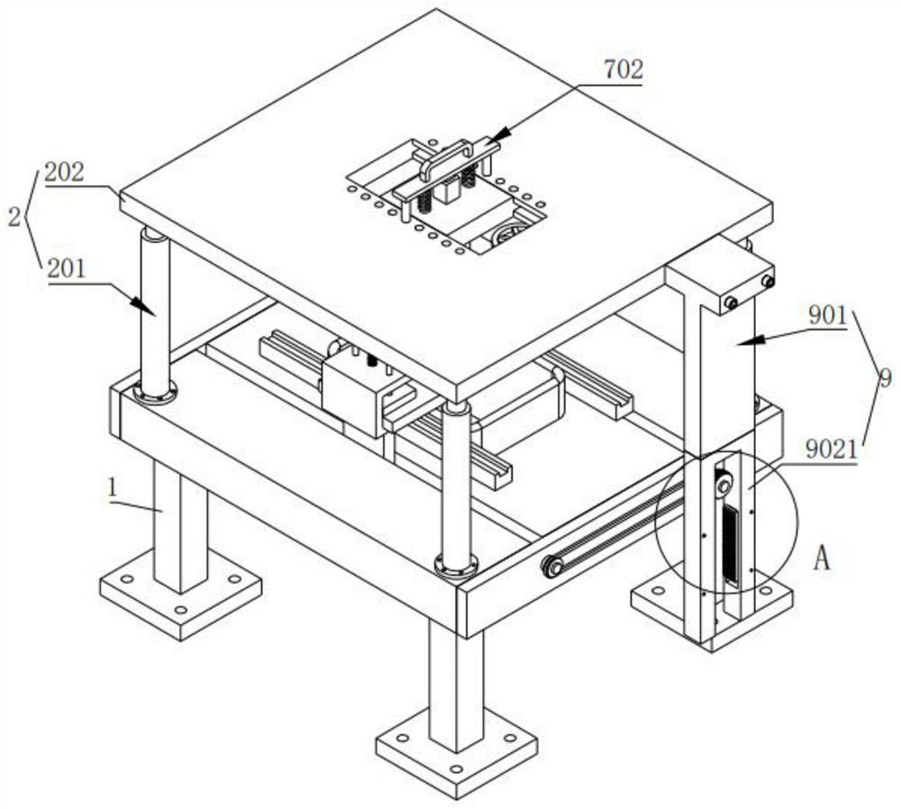 Stamping device for metal base plate production