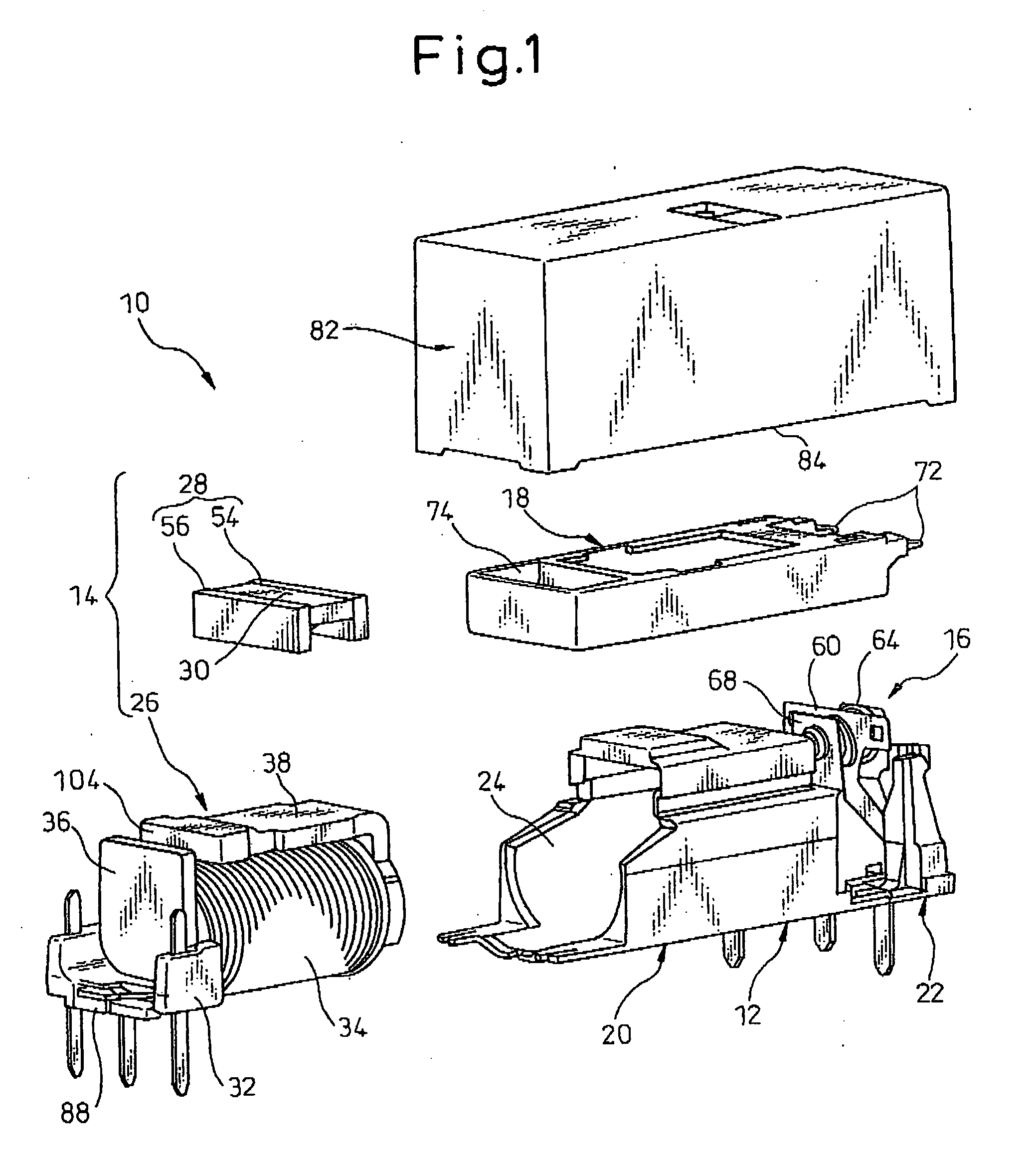 Polarized electromagnetic relay and coil assembly