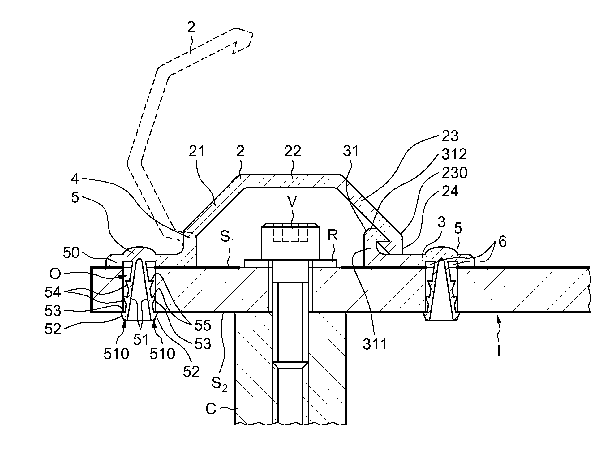 Device for protection of a live element mounted on a support in an electrical box