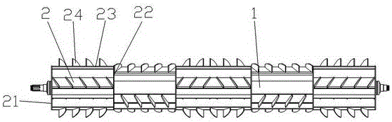 A flatting and puddling paddy field machine through shaft type cutter shaft roller with cage-type cutter rests and toothed cutters