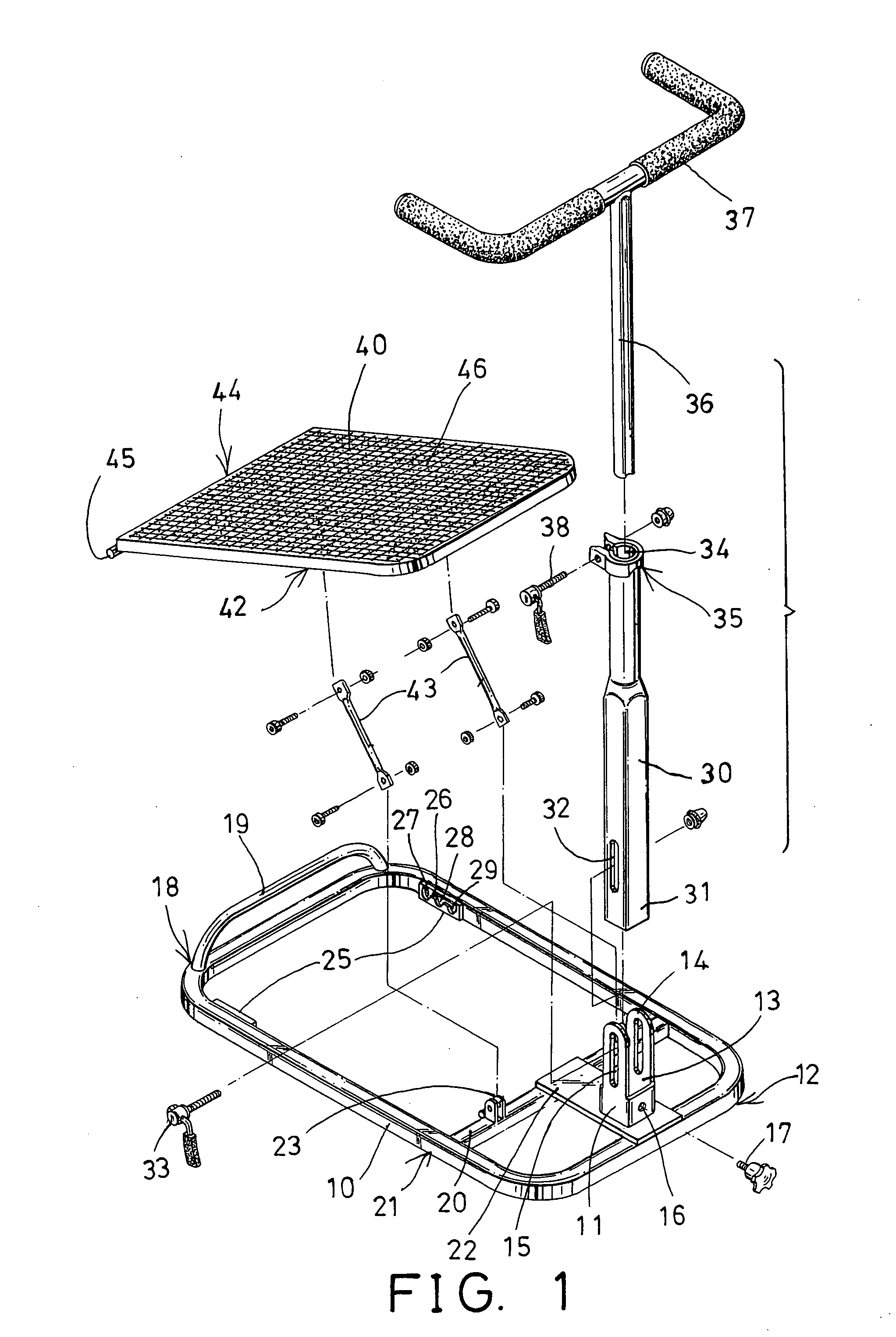 Foot exercise device having tiltable platform