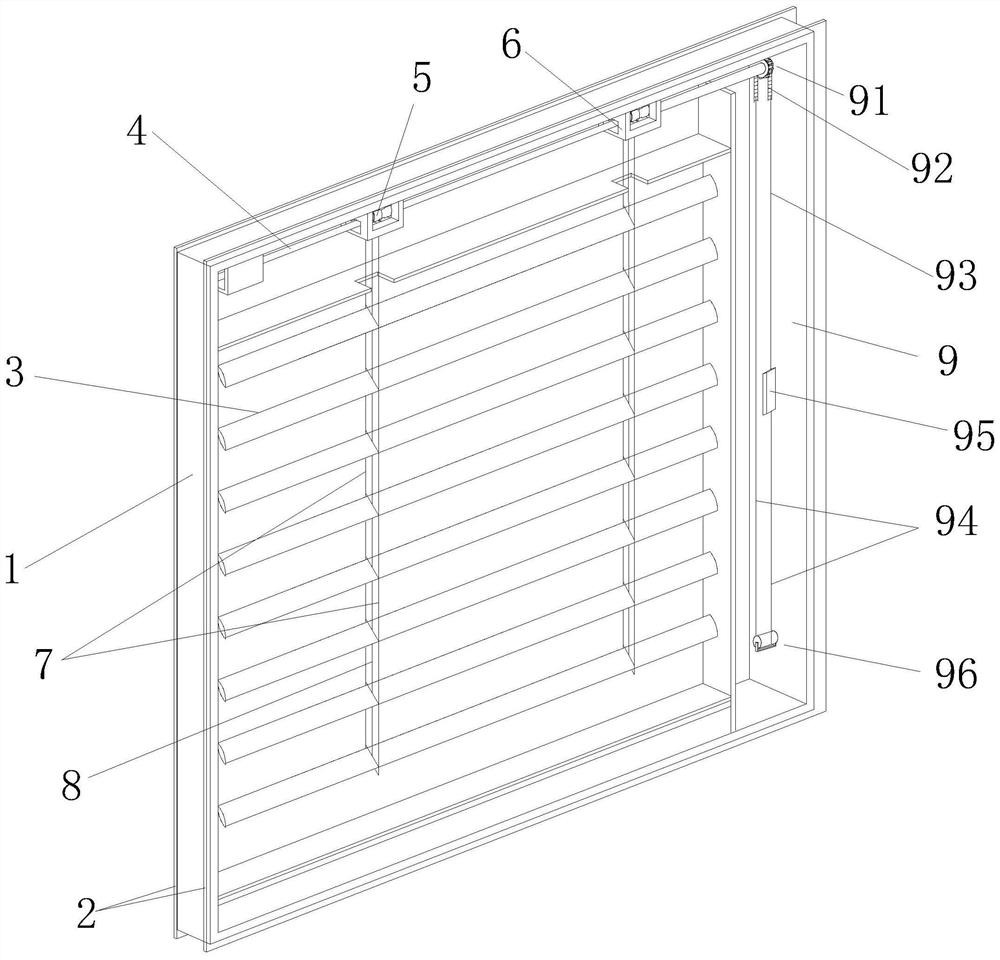 A built-in louver hollow glass