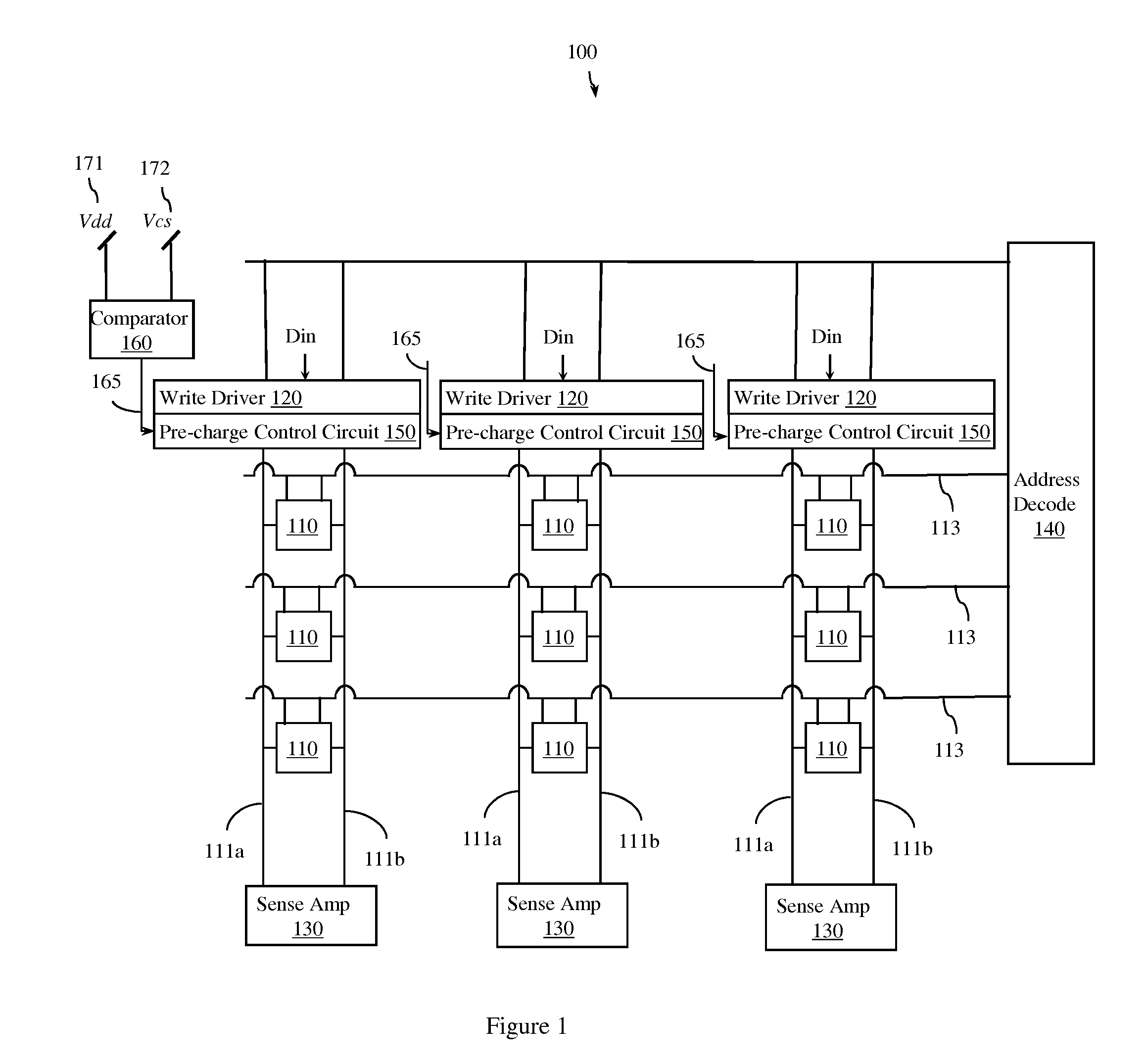 Dual power supply memory array having a control circuit that dyanmically selects a lower of two supply voltages for bitline pre-charge operations and an associated method