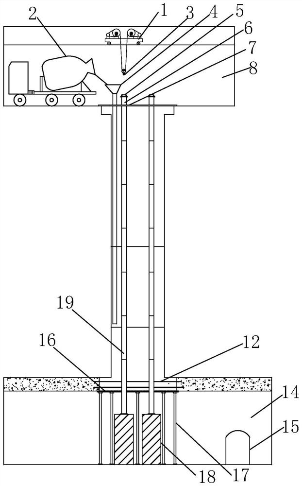 Pipeline laying and concrete structure in high-fall pipe well and construction method