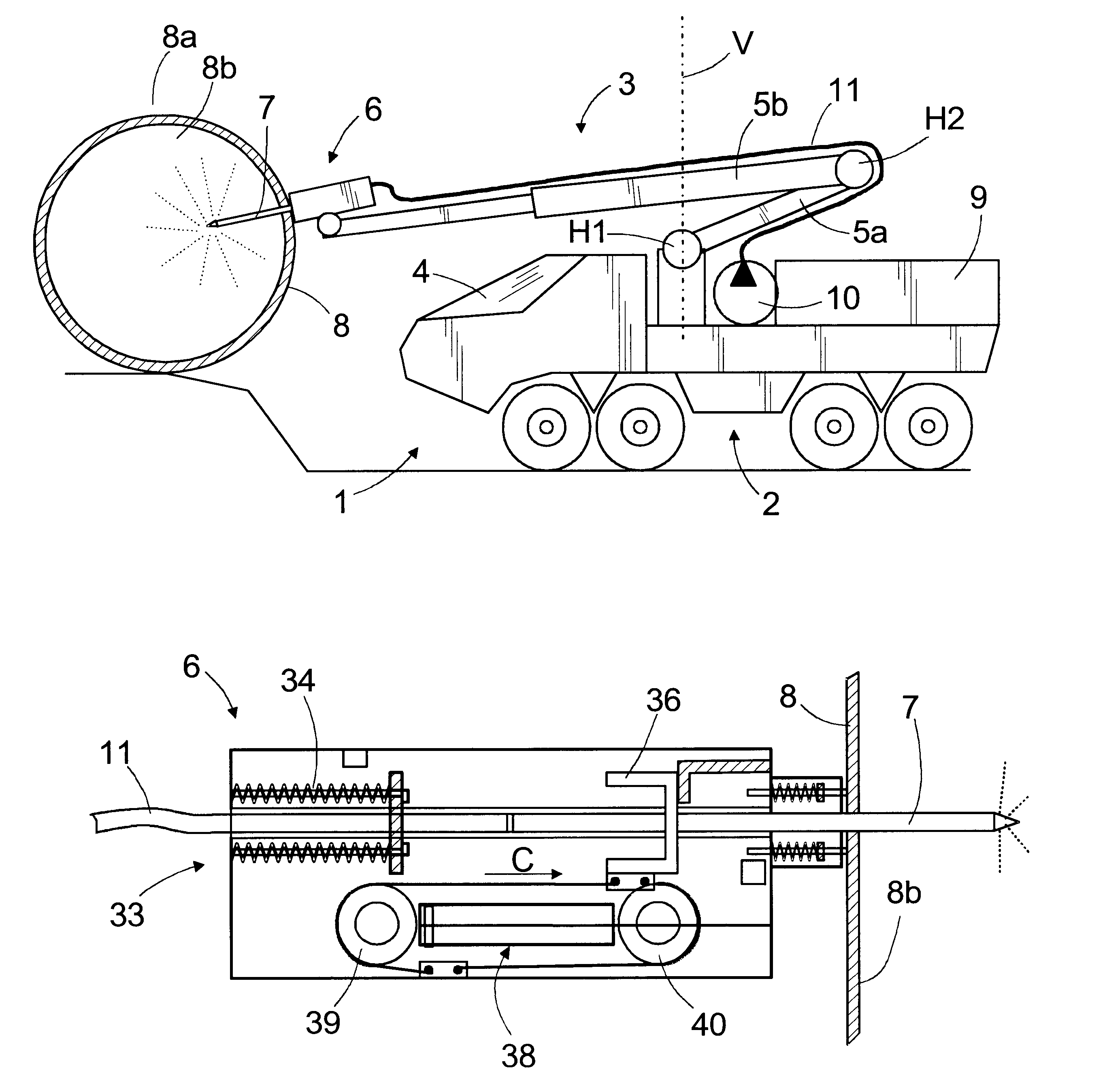 Piercing device for fire-fighting system