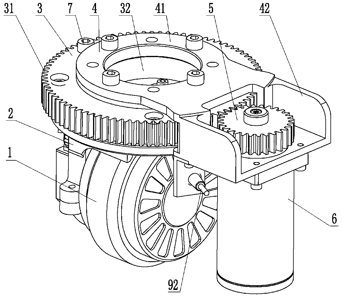 Steering wheel structure and AGV using steering wheel