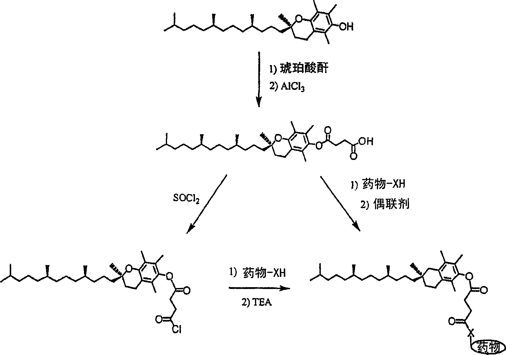 Tocopherol-modified therapeutic drug compounds