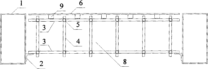 Template support system of box type girder cast-in-place concrete floor plate of steel frame construction