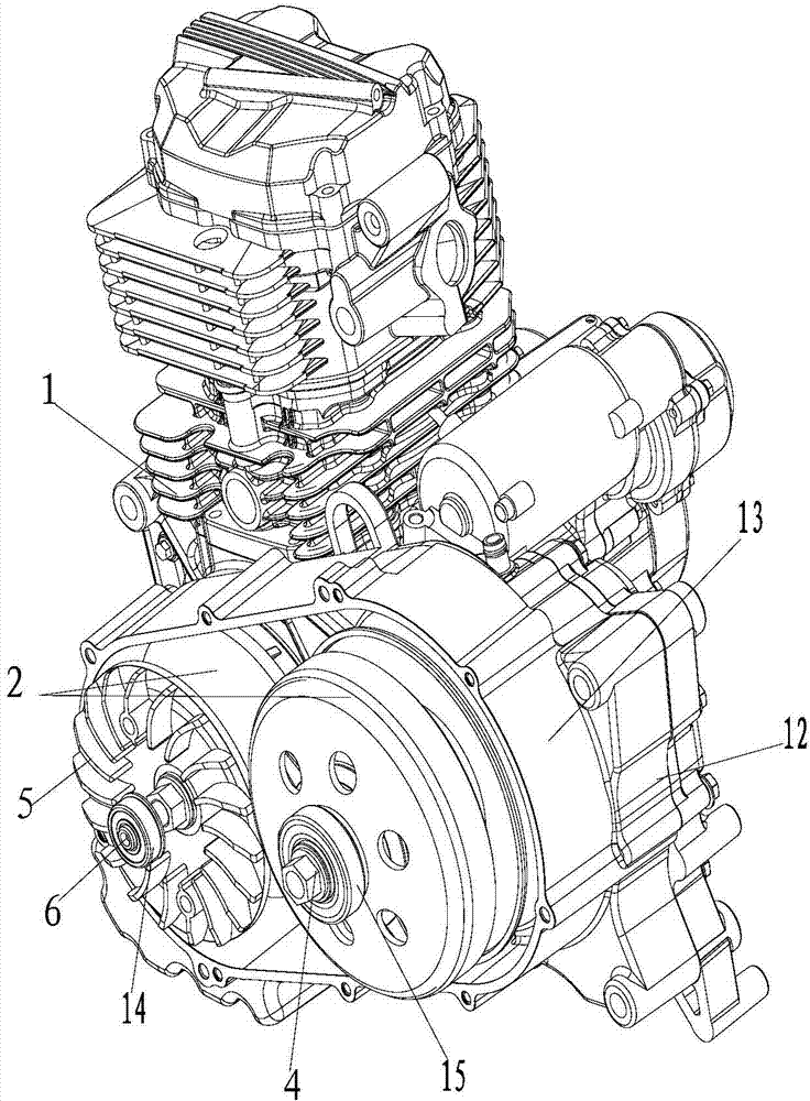 CVT (constant-voltage transformer) transmission structure assembly and motorcycle