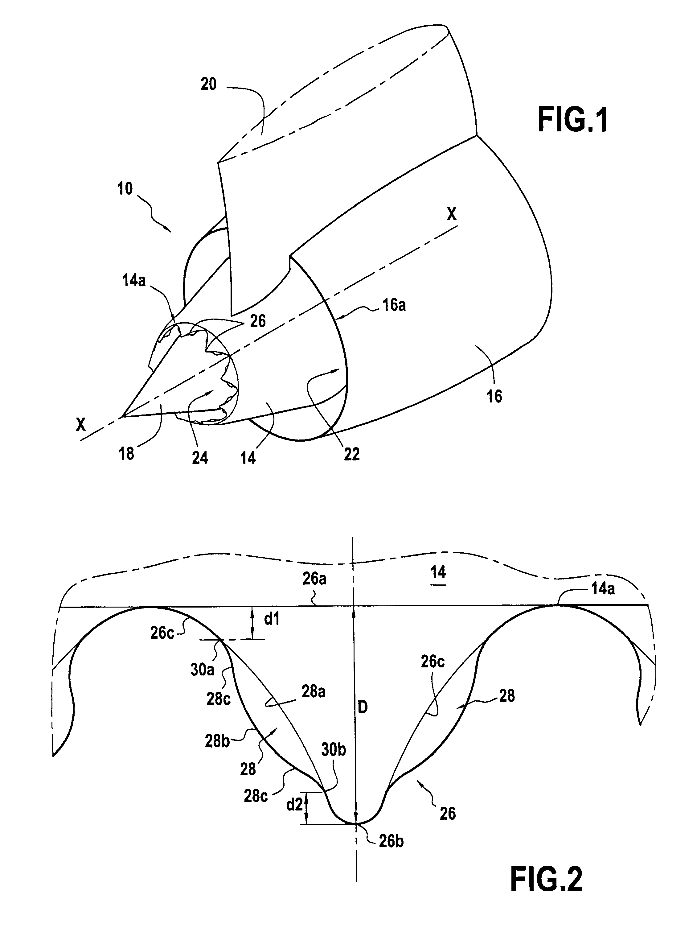 Turbomachine nozzle cowl having patterns with lateral fins for reducing jet noise