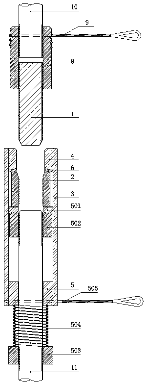 Moving drivepipe neat-joint assembling rod piece connecting device