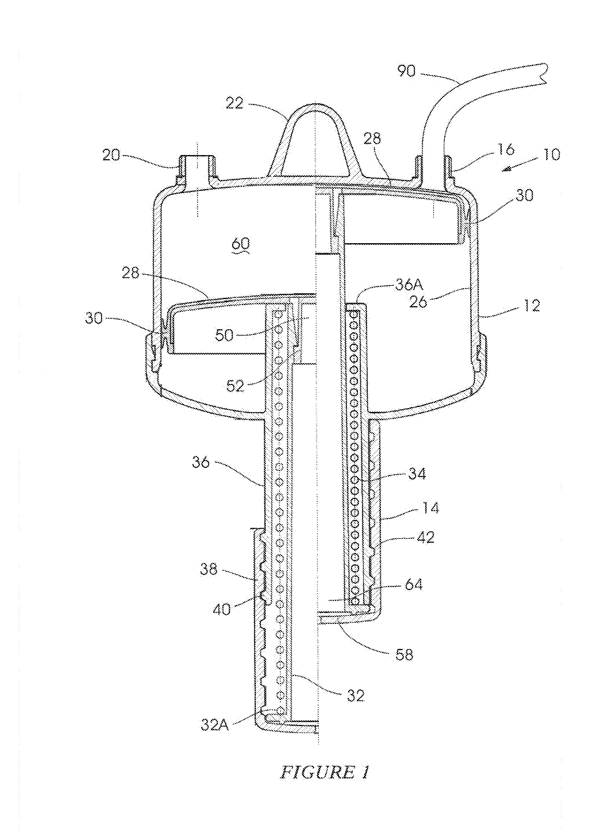 Fluid drainage container