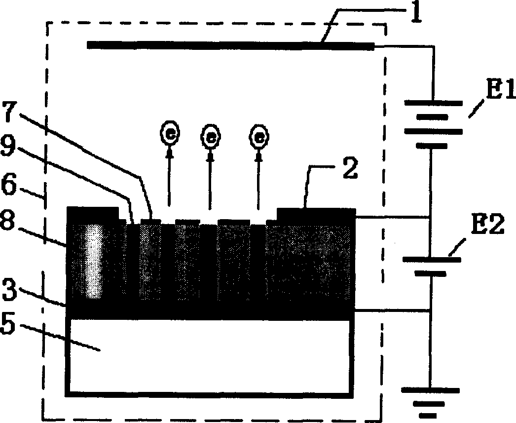 Field emitting electronic source device and its preparing process