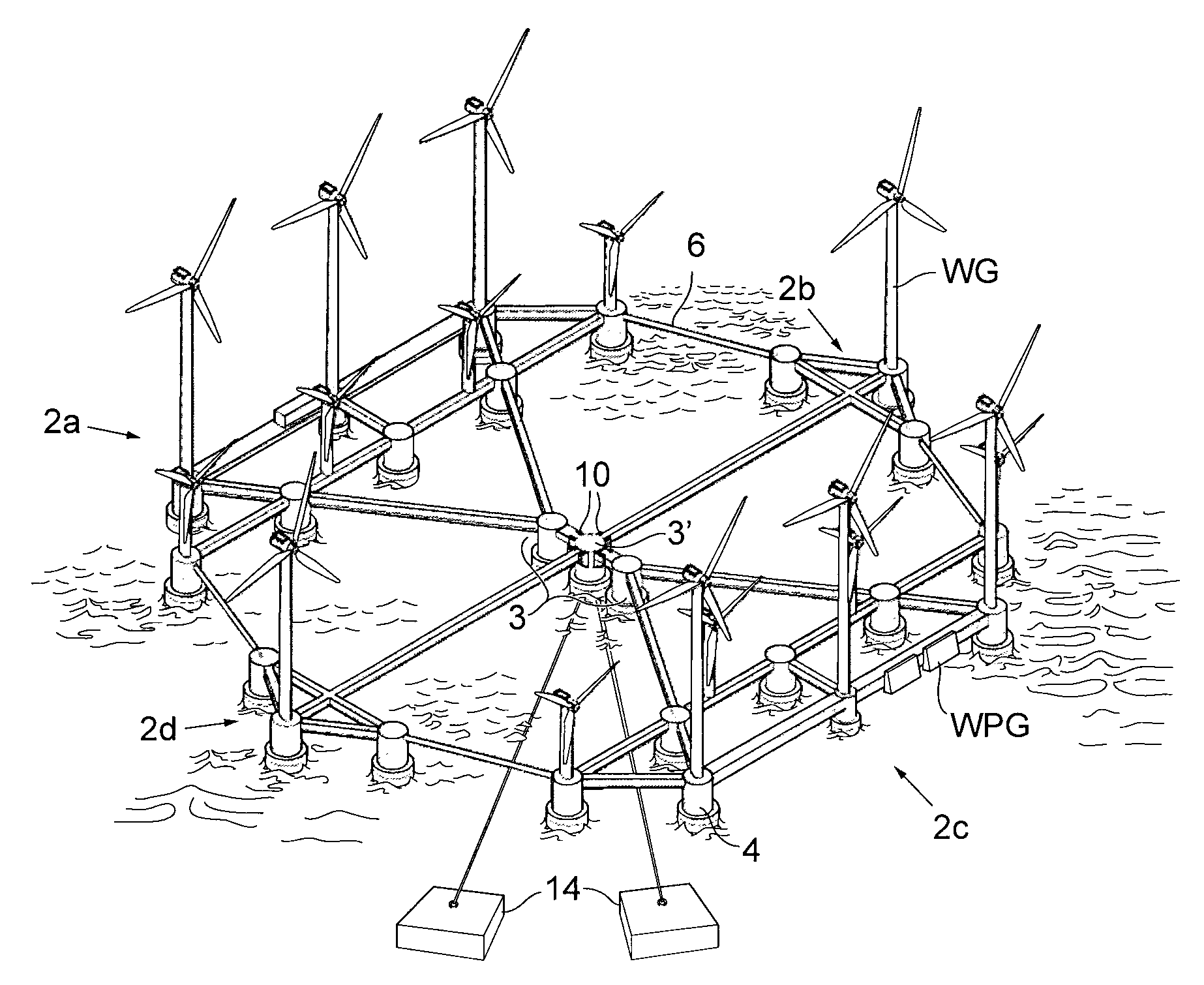 Floating platform and energy producing plant comprising such a floating platform